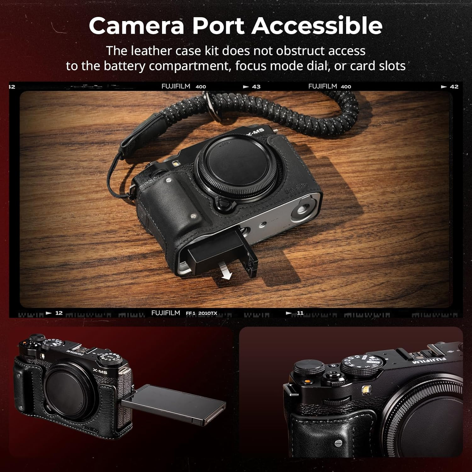 SMALLRIG X-M5 Leather Half Case Kit for FUJIFILM X-M5, Including Leather Half Case, Wrist Strap, Genuine Leather Material, Portable and Protecting (Black) - 4879 image number 1