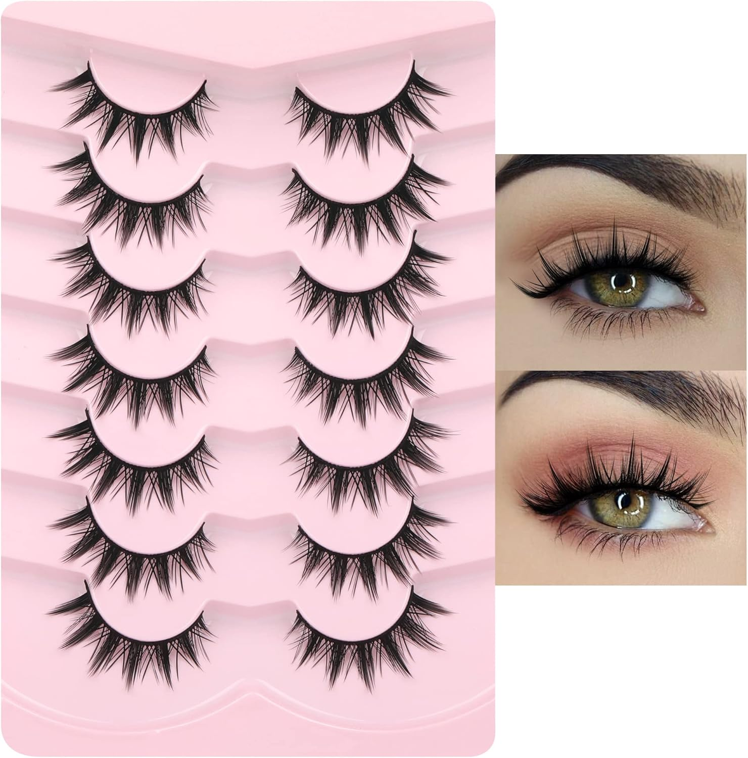 EYDEVRO Manga Lashes False Eyelashes Doll Dramatic Eyelashes Anime Cosplay Japanese Style Lashes Spiky Long Thick Mink Eye Lash Strips image number 6