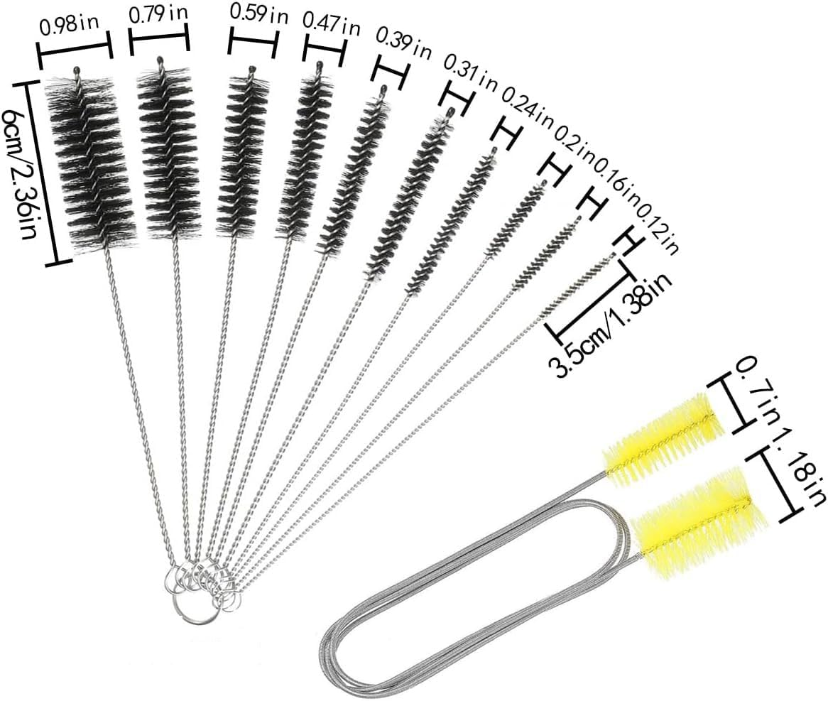 11 Types of Flexible Drainage Brushes and Straw Cleaning Brushes, Stainless Steel Double Headed Hose, Suitable for Fish Tanks, Glass Tubes, Homes, and Kitchens. Available in Two Colors (Yellow) image number 6