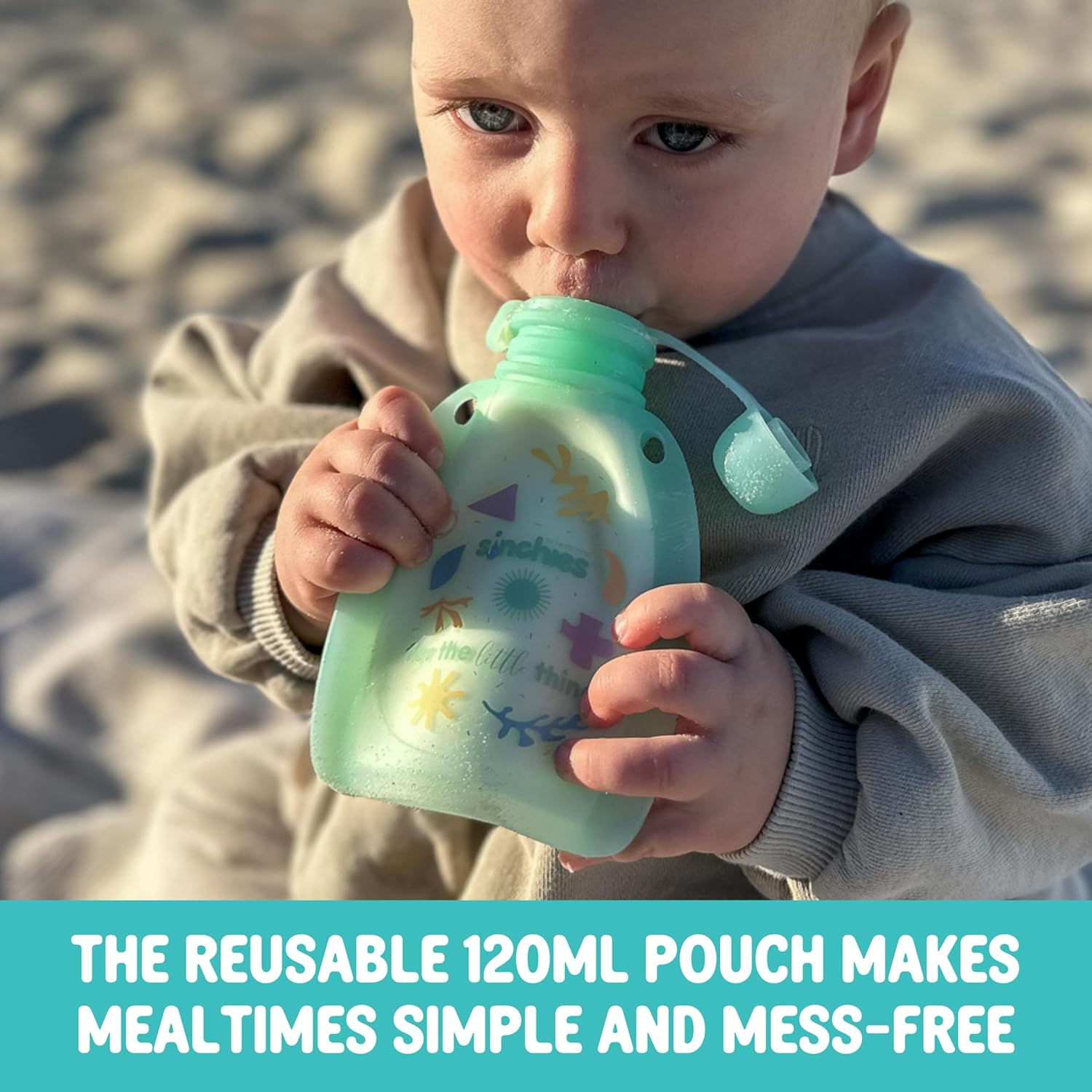 Silicone Reusable Yoghurt Pouches | 120 Ml X 2 Pack | Reusable Food Pouch for Lunchbox | 100% Food Grade Silicone | BPA, PVC & Phthalate Free | Freezer Safe | Easy Clean Food Pouches (White) image number 3