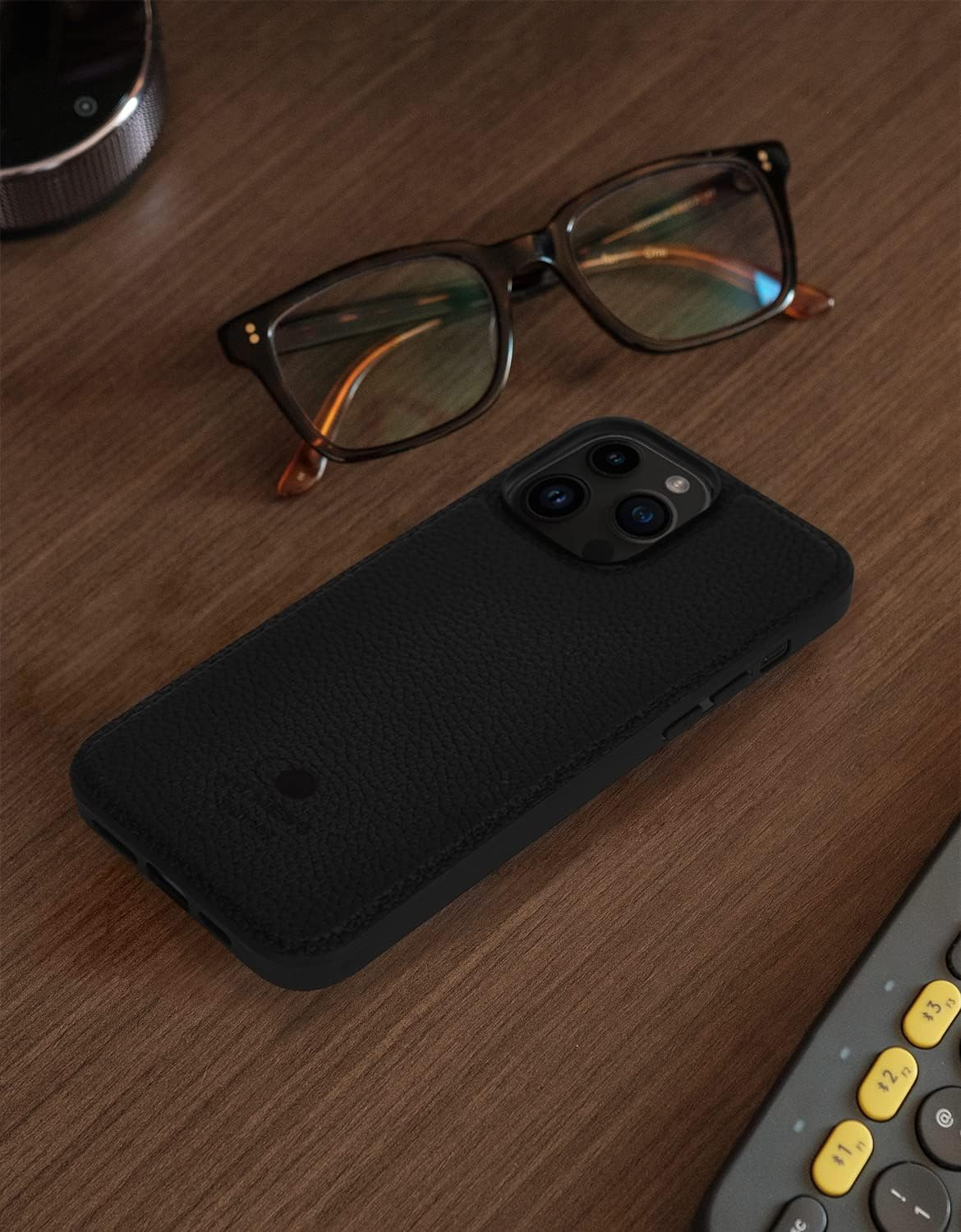 NO MESS Sydney Iphone 14 Pro Max Genuine Pebbled Leather Case Compatible with Magsafe，Mobile Phone Case Handcrafted,Slim Back Cover (Black) - Black image number 2