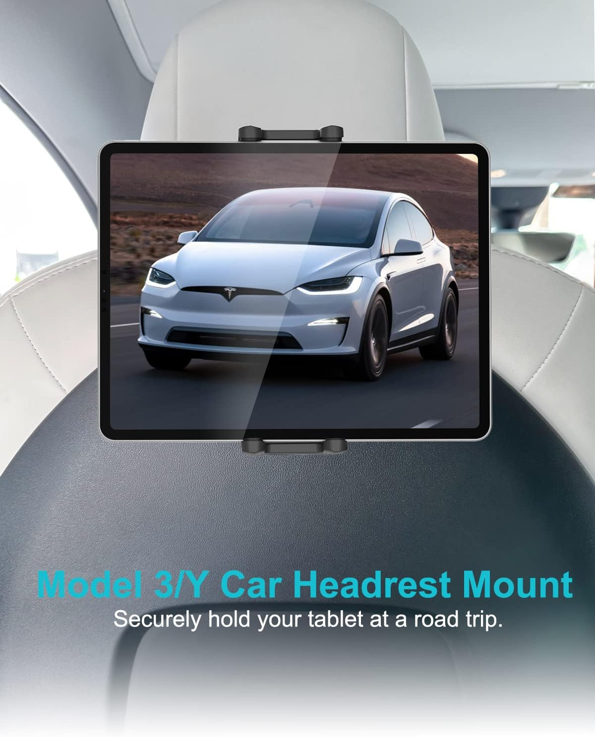 Tesla Headrest Tablet Mount for Model 3/Y, EXSHOW 360&deg; Adjustable Back Seat Ipad Phone Holder, Car Road Trip Essentials Stand for Kids, for 4-12.9" Ipad Pro Air Mini, Galaxy, Fire Hd, Iphone image number 5