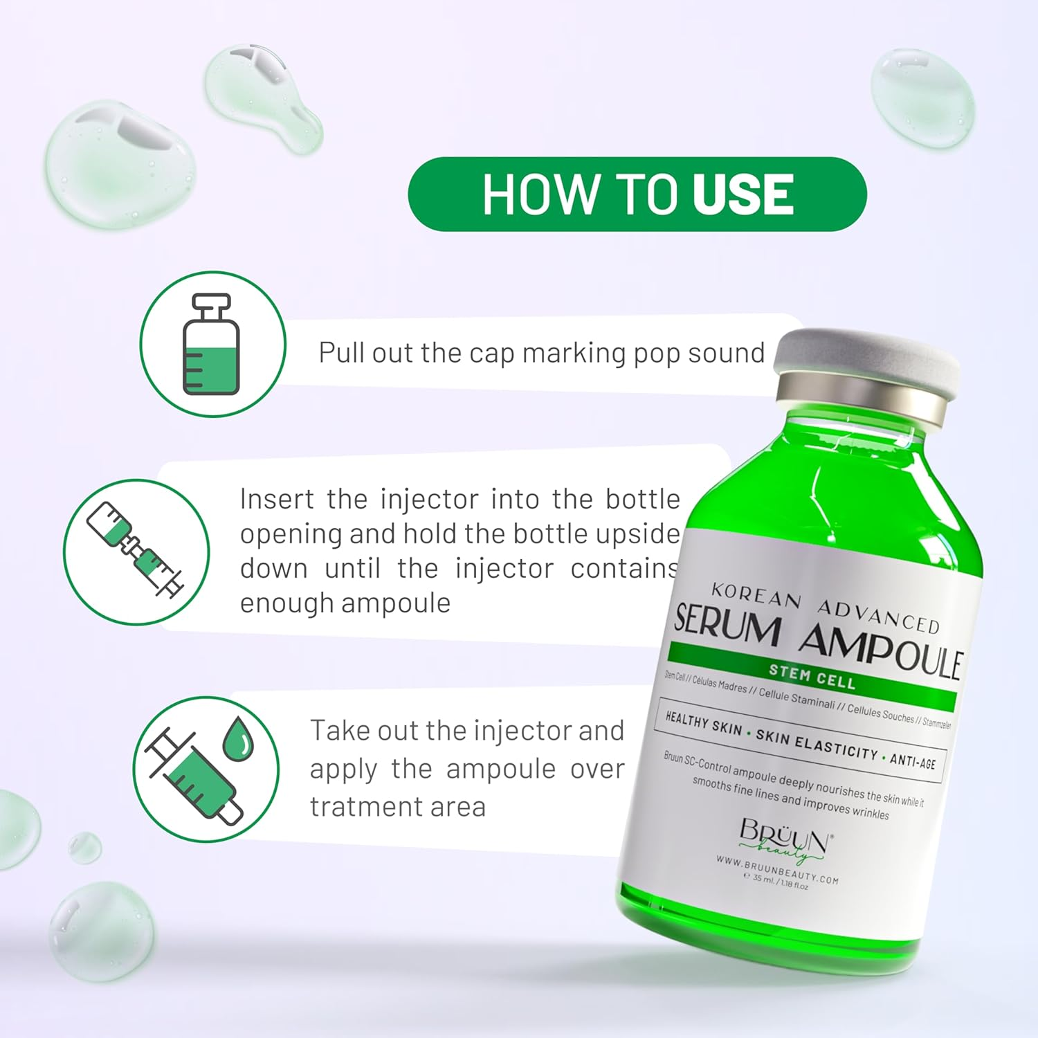 BR&Uuml;UN SC - Control Stem Cell Ampoule - Micro Needling Korean Serum Booster for Face and Body to Use with and without Derma Pen Microneedling Skin Care Serum 1.18 Fl.Oz