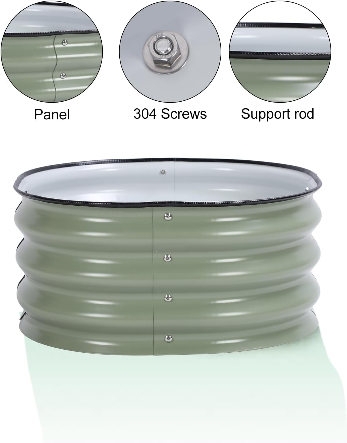 11' Tall Raised Garden Beds Outdoor for Gardening, round Raised Garden Bed Kit, Metal Raised Bed Planter Box for Vegetable, Flower, Fruits, 2.0 &times; 2.0 &times; 0.9 Ft, Open Bottom (Light image number 6