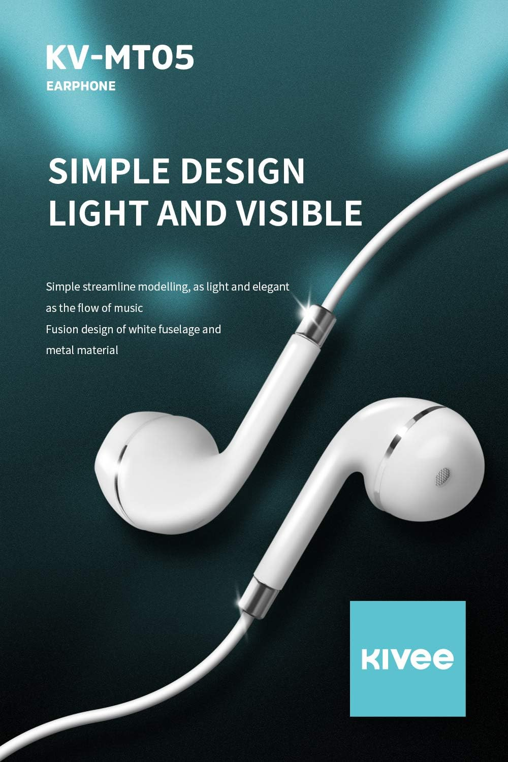 KIVEE MT05B Earphone 3.5Mm 1.2M Black image number 1