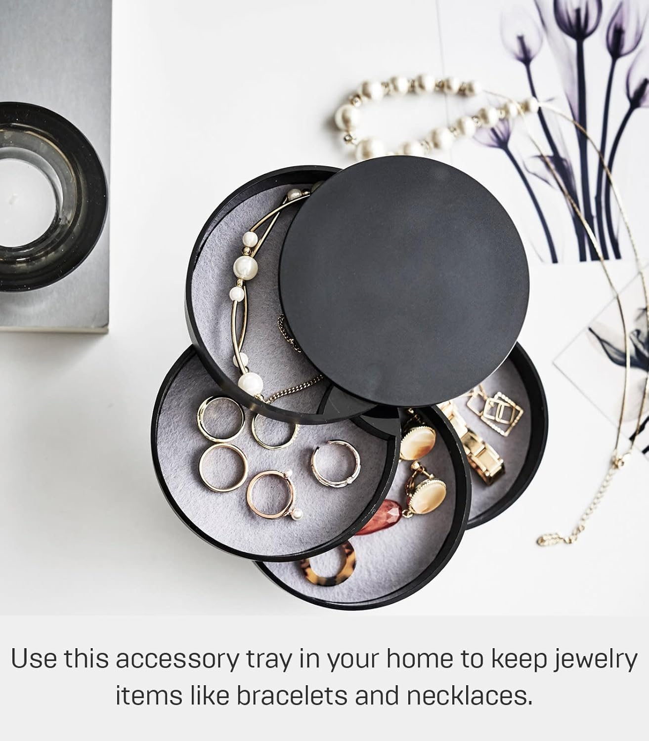 YAMAZAKI Home Tower 4-Tiered Accessory Tray Black image number 6