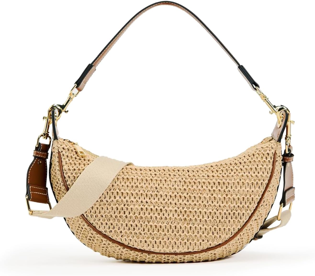 Straw Crossbody Bags for Women Beach Woven Hobo Handbag Summer Chic Crescent Shoulder Purses with Adjustable Strap 2025