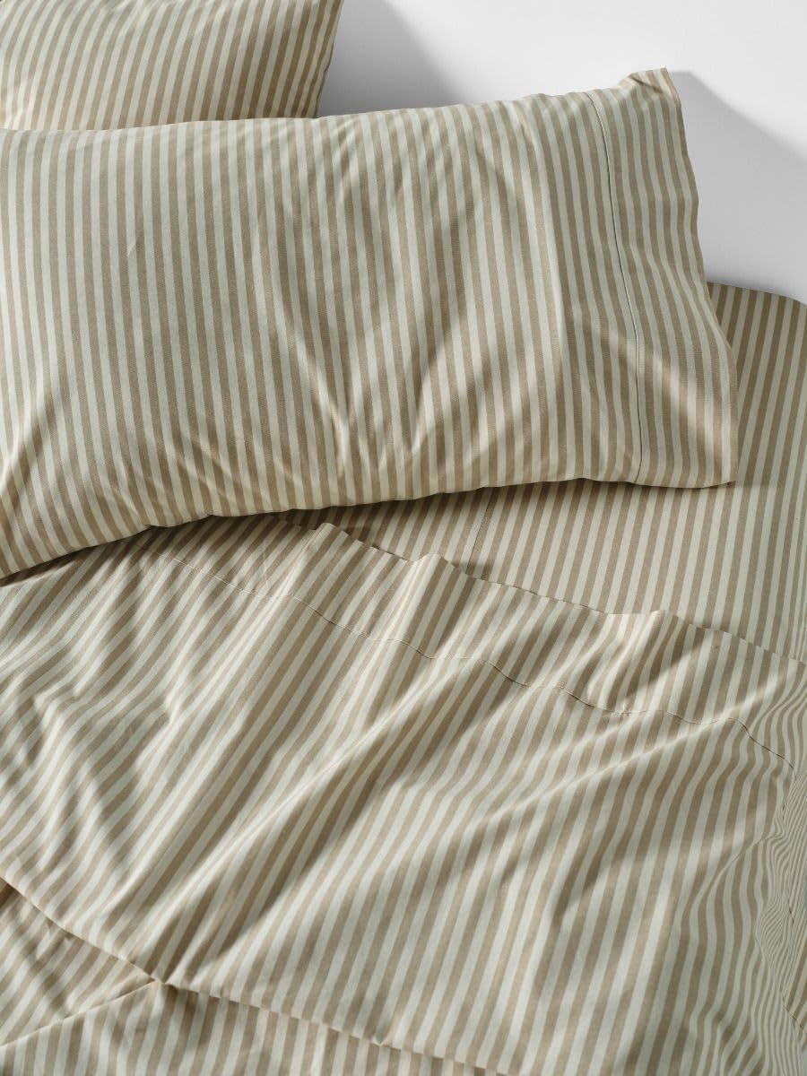 Linen House Classic Stripe Sheet Set, Pebble, Single Size - Natural image number 3