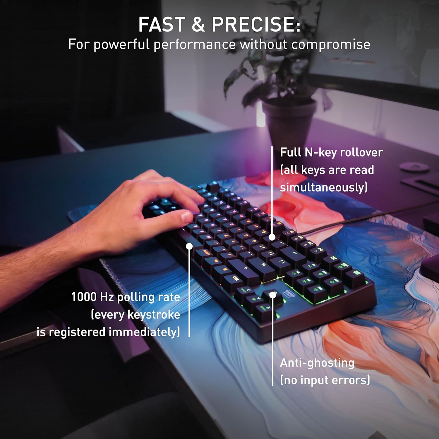 CHERRY XTRFY K4V2 TKL Wired Gaming Keyboard without Number Keypad, UK Layout (QWERTY), Customizable RGB Lighting, Mechanical MX2A RED Switches, Black image number 3