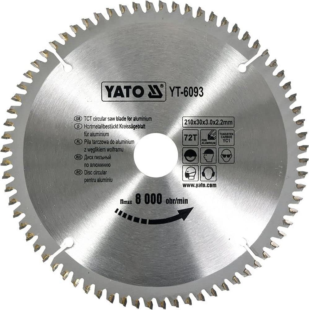 HM Saw Blade 210 X 30 TFZ, 72 Teeth for Aluminium, Plastic, Non-Ferrous Metal