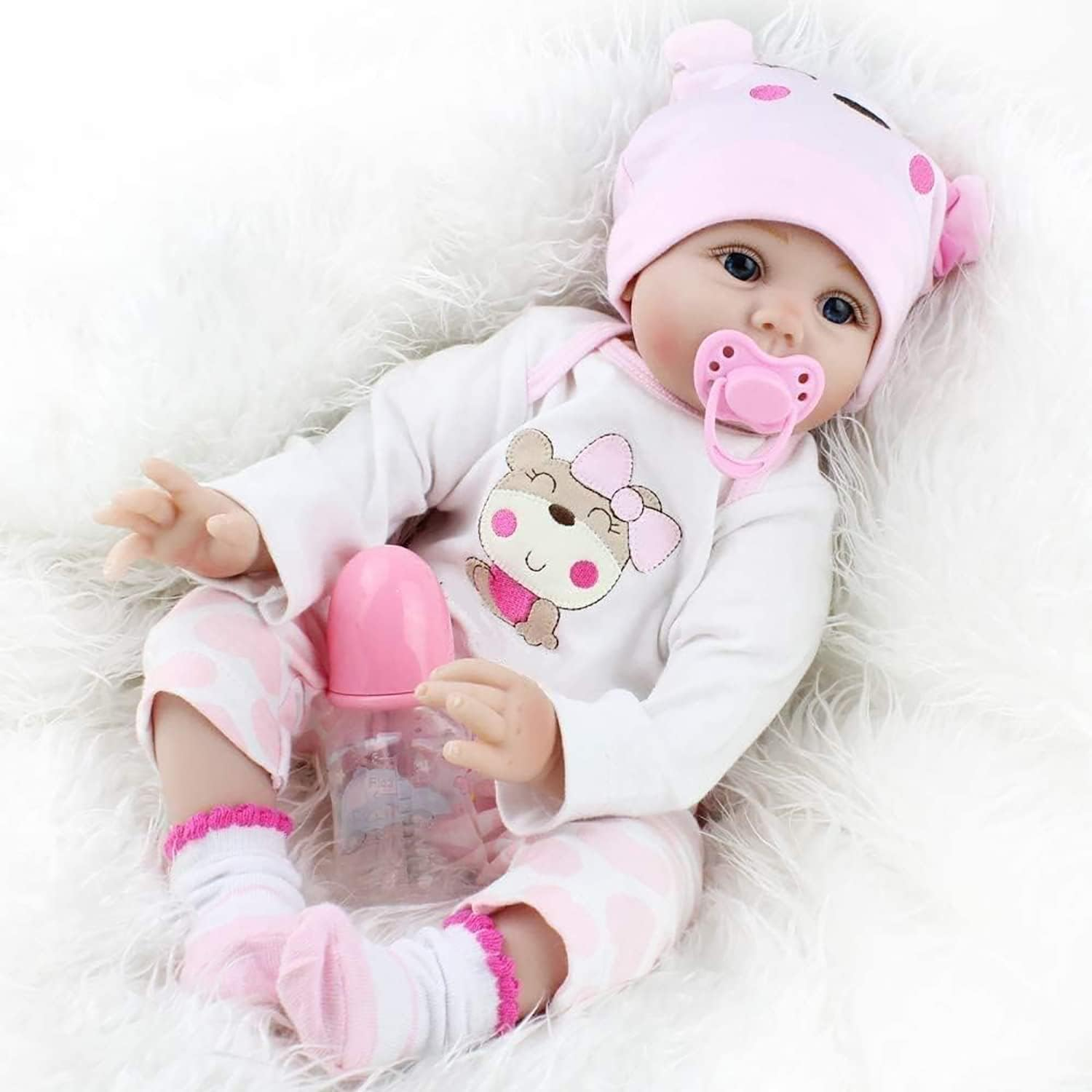 ZIYIUI Lifelike Reborn Baby Dolls 22 Inch 55Cm Soft Silicone Vinyl Weighted Cloth Body Realistic Reborn Dolls Toddler Girls image number 4