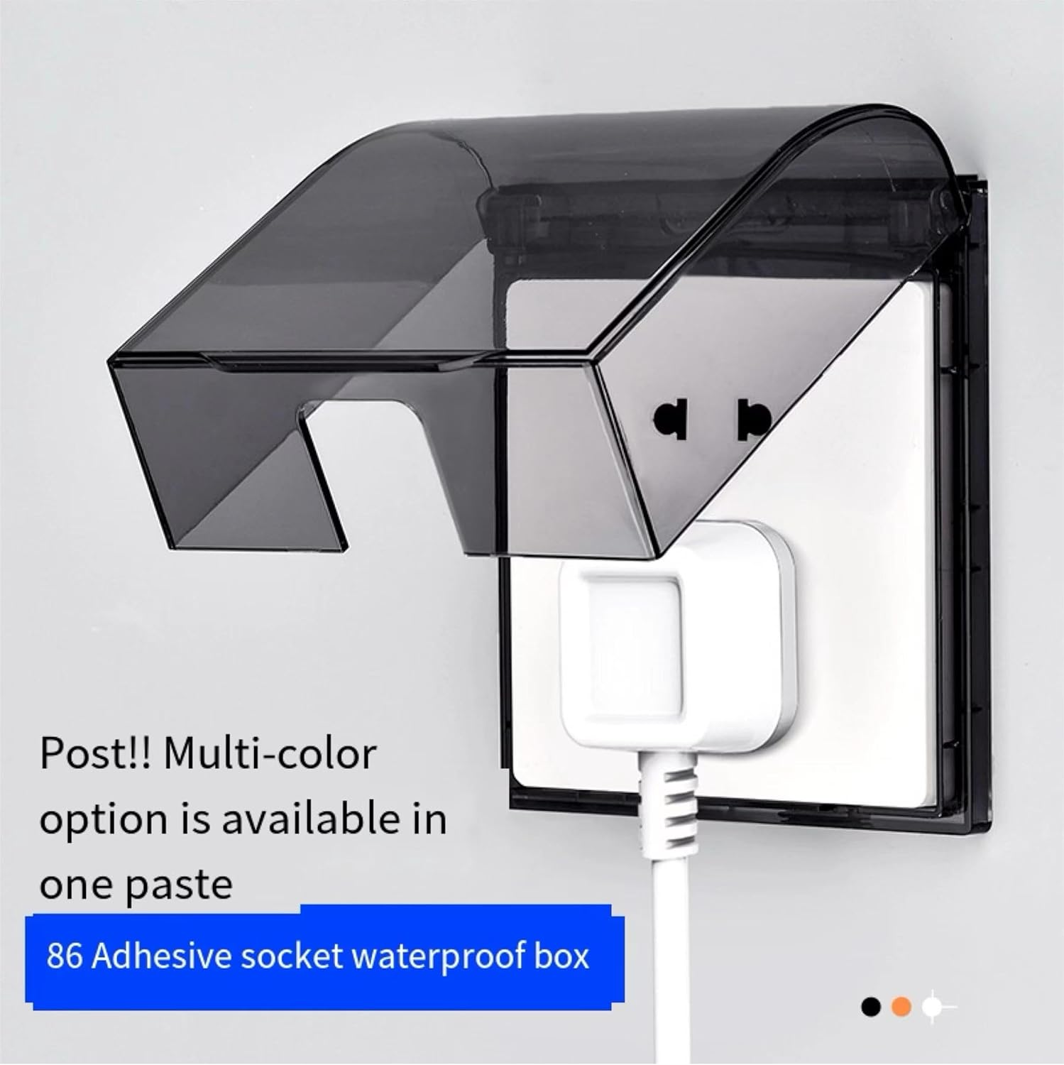 Wall Switch Waterproof Box Universal Plug Socket Cover Wall Light Panel Socket Doorbell Flip Cap Cover Home Bathroom Kitchen Accessory（Black） image number 3