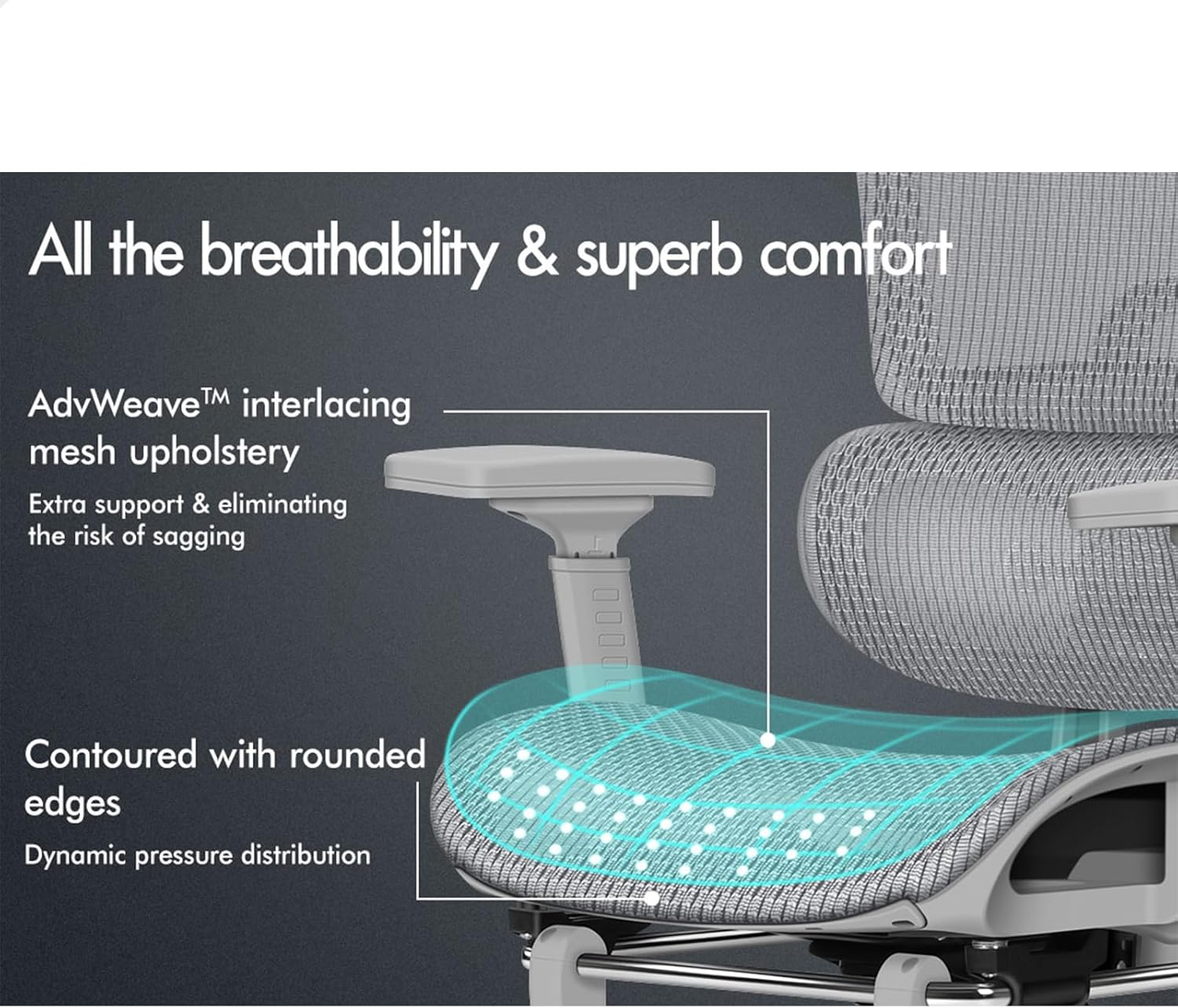 ALFORDSON Ergonomic Office Gaming Chair with 3D Armrest Prox Series, Executive Study Chair with Adjustable Lumbar Support, Computer Desk Mesh Chair with Adjustable Headrest & Footrest, All Grey image number 1