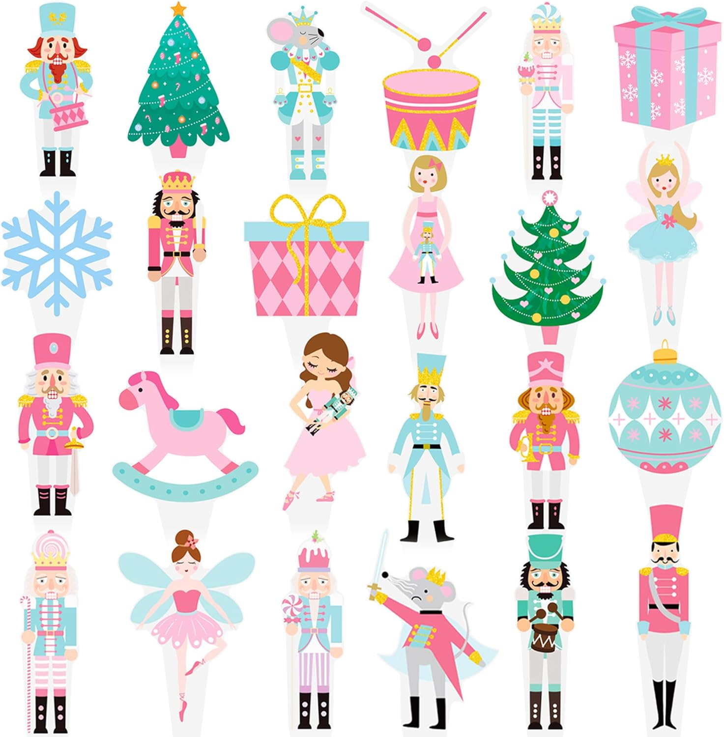 Nutcracker Party Cupcake Decorations 48Pcs Nutcracker Christmas Cupcake Toppers Nutcracker Party Cupcake Picks Christmas Ballet Theme Cake Topper for Winter Holiday Party Dessert Supplies image number 2