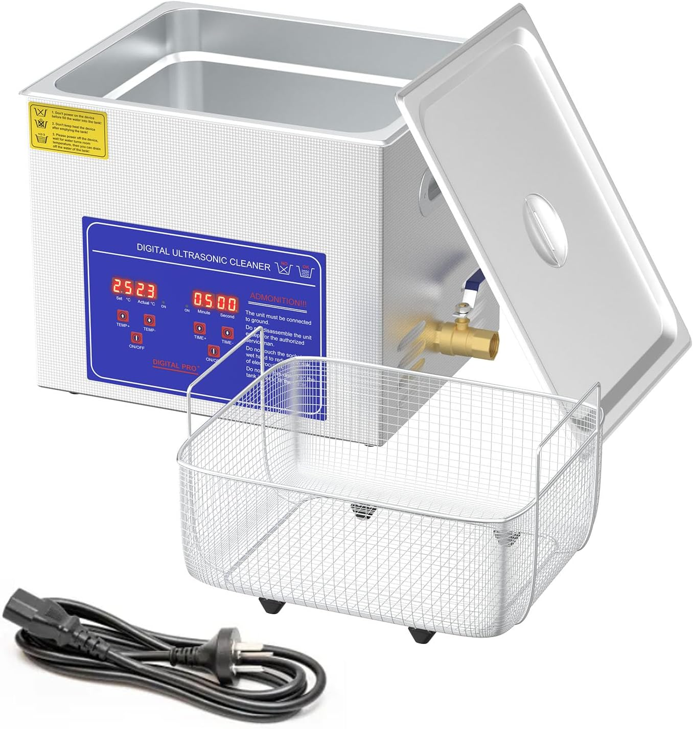 Advwin Professional Ultrasonic Cleaner Machine, 40Khz Digital Jewellery Ultrasonic Cleaner 304 Stainless Steel with Timer and Heater 650Ml/2L/6.5L/10L/22L