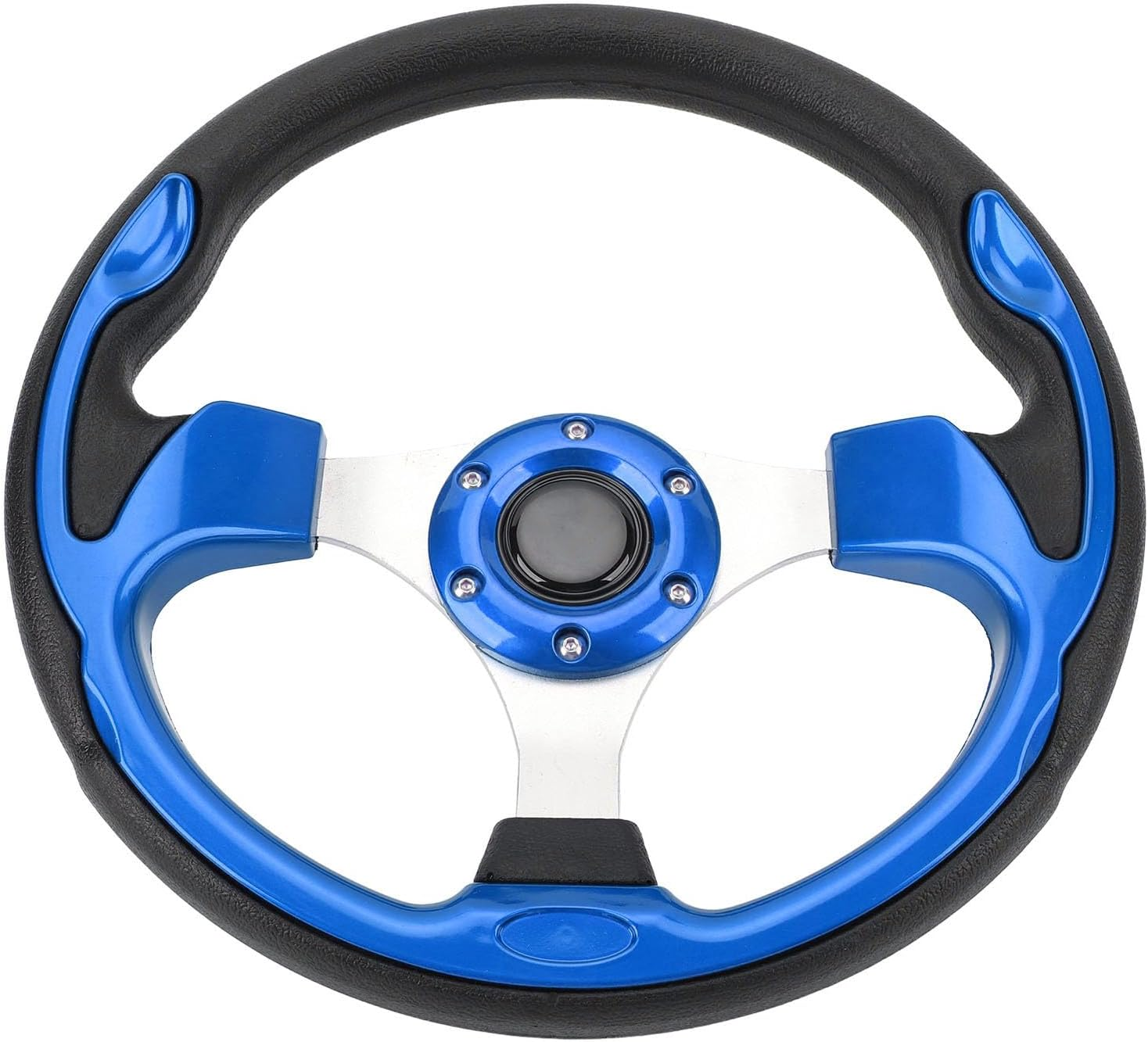 Universal Car Racing Steering Wheel, 13 Inch 6 Bolt Leather and Aluminum Car Sport Steering Wheel, 3-Spoke Steering Wheel for Most Vehicles/Racing Cars, with Horn Button (Red)