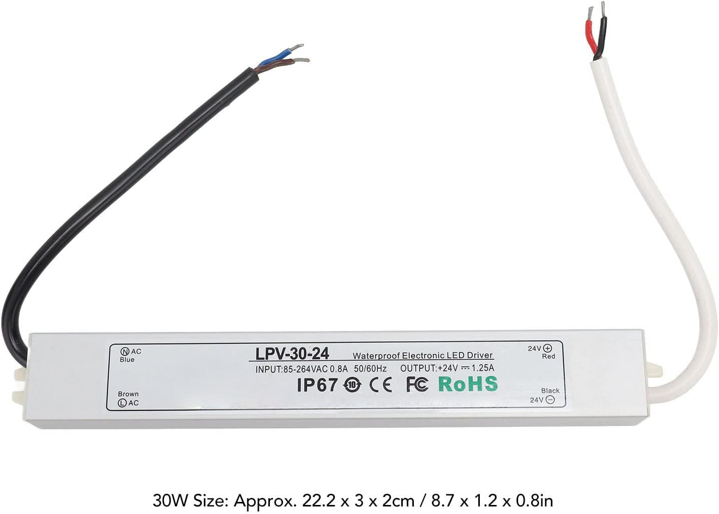 LED Driver, 24V Low Voltage Output Power Supply Transformer Adapter, IP67 Water Proof Low Voltage Transformer, for Lamp Security Camera 85‑264V (LPV-20W-24V 0.84A) (LPV-30W-24V 1.25A) image number 4