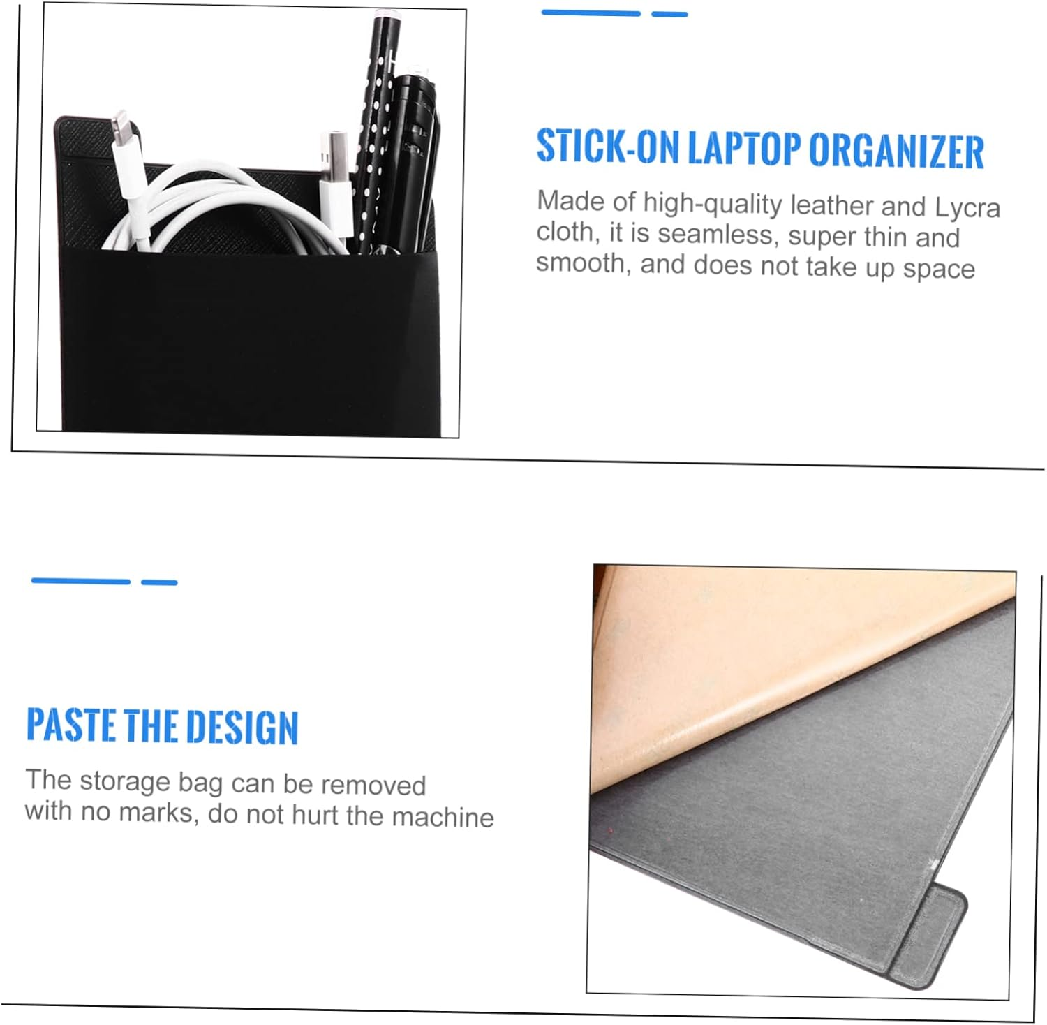 KONTONTY 1Pc Elastic Laptop Organizer for Tablets Laptops Seamless Storage Bag for Wireless Mouse External Hard Drive Accessories Black image number 2