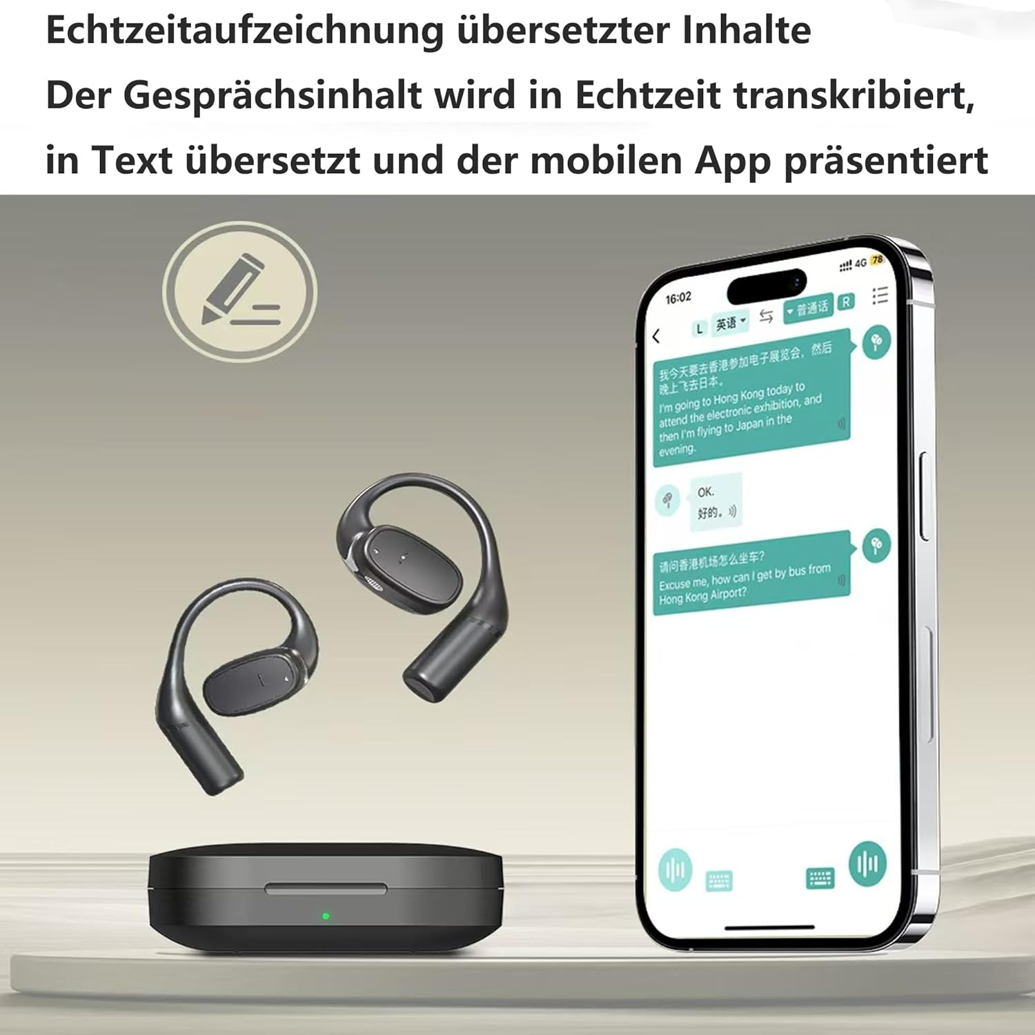 AI Translator Headphones, Real Time Translation Earbuds, Bluetooth Translation Headphones, 134 Voice Translator with Real Time Translation for Travel Learning