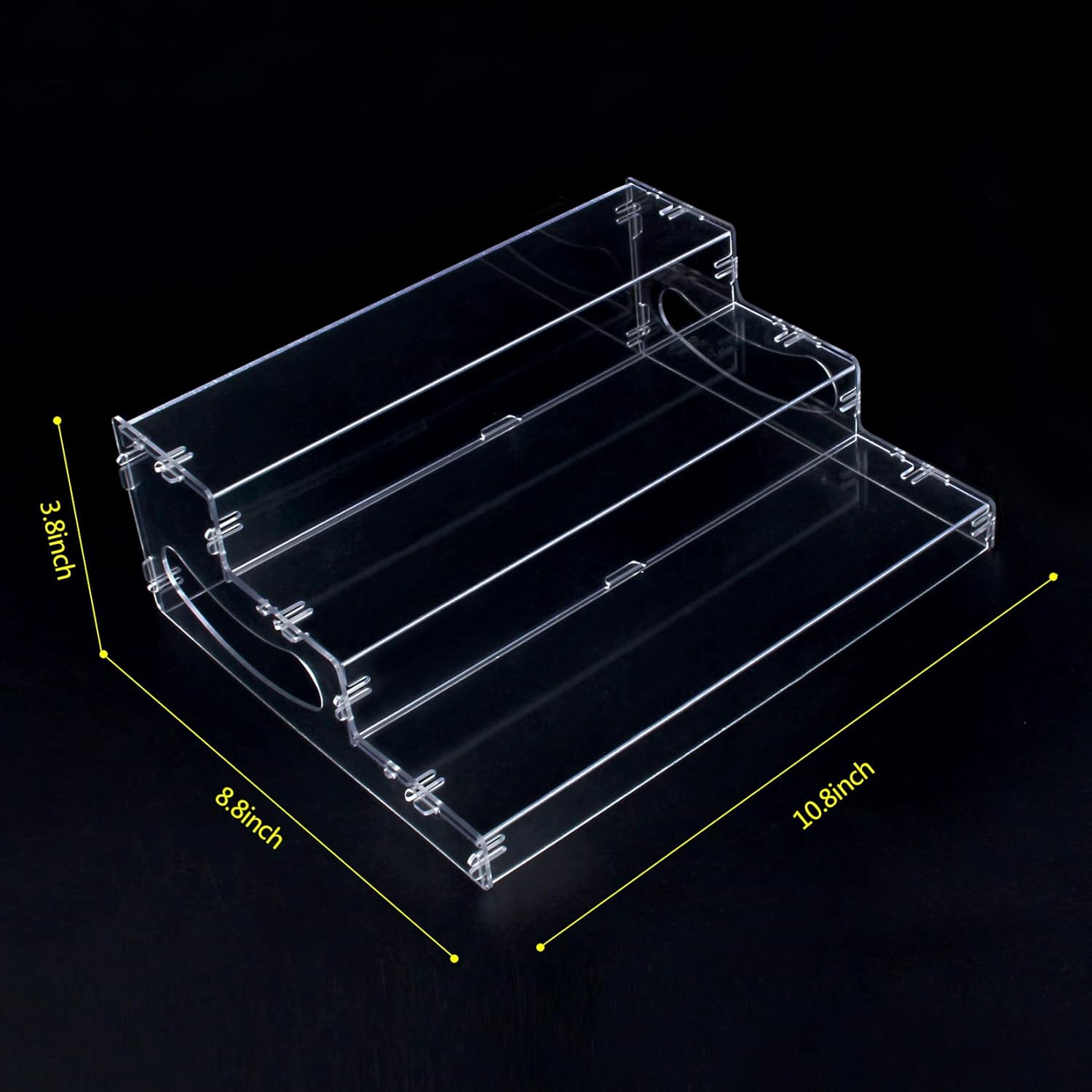 Evron Pantry Organization and Storage Clear Plastics Spice Rack Organizer for Cabinet & Countertop (ASSEMBLY REQUIRED) 3 Tier Versatile Tierd Shelf 10.5'' Clear Snap-In Assembly 1Pack image number 3