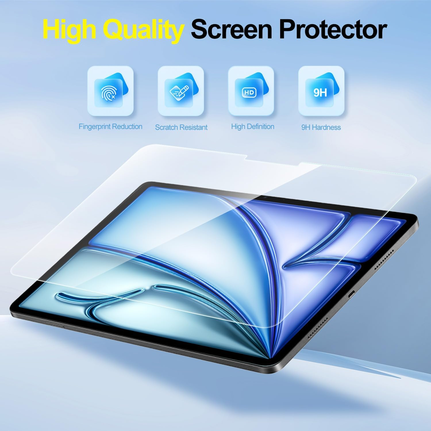 T Tersely [2 Pack] Tempered Glass Screen Protector for Ipad Air 11-Inch M3 (2025) / M2 (2024), High Definition 9H image number 4