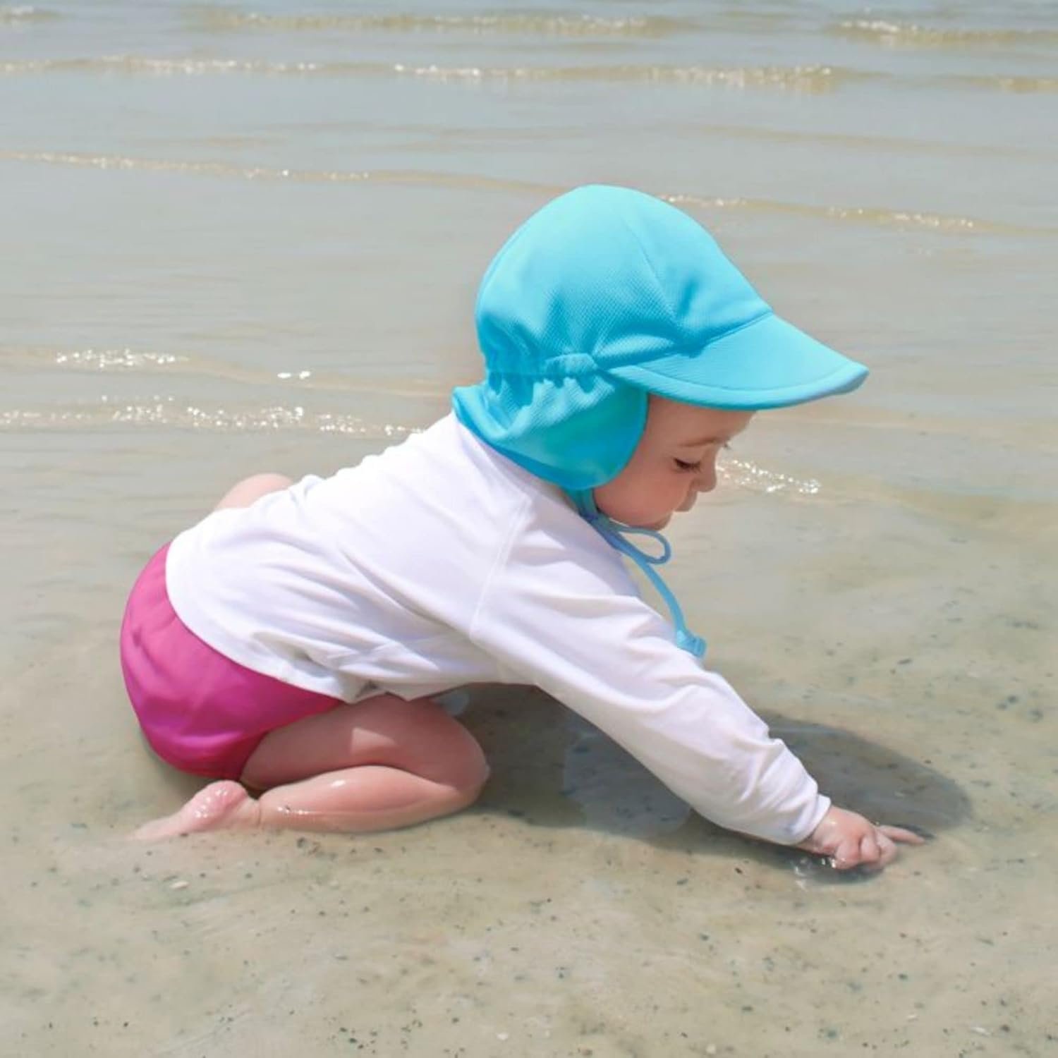 I Play. by Green Sprouts Baby & Toddler Breathable Flap Hat All-Day, UPF 50+ Sun Protection Wet or Dry image number 6