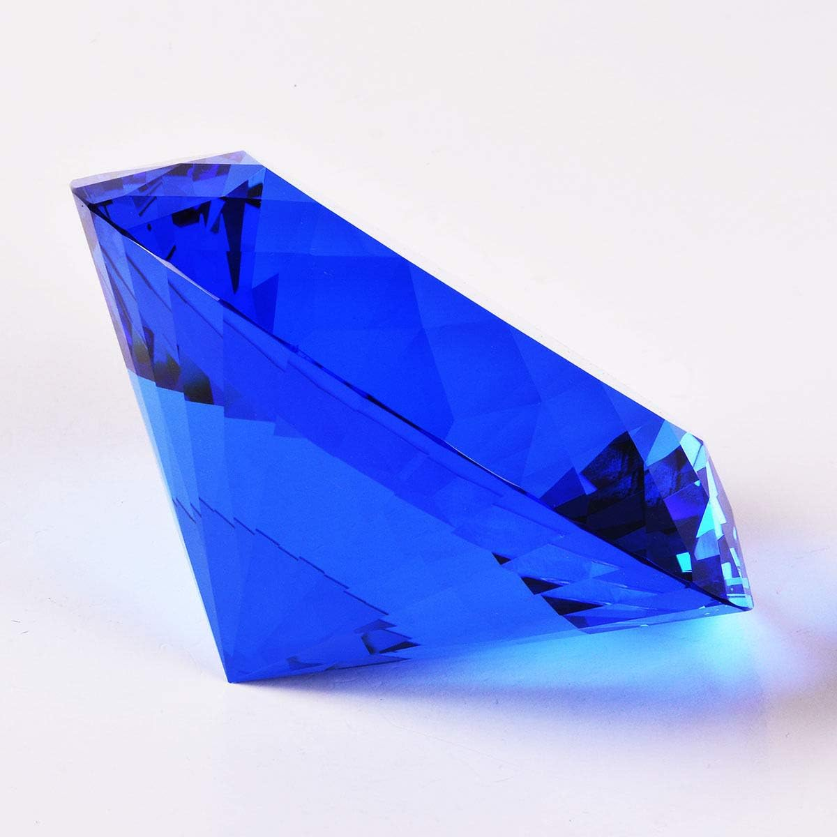 Blue Crystal Glass Diamond Shaped Decoration 80Mm Jewel Paperweight - Green image number 3