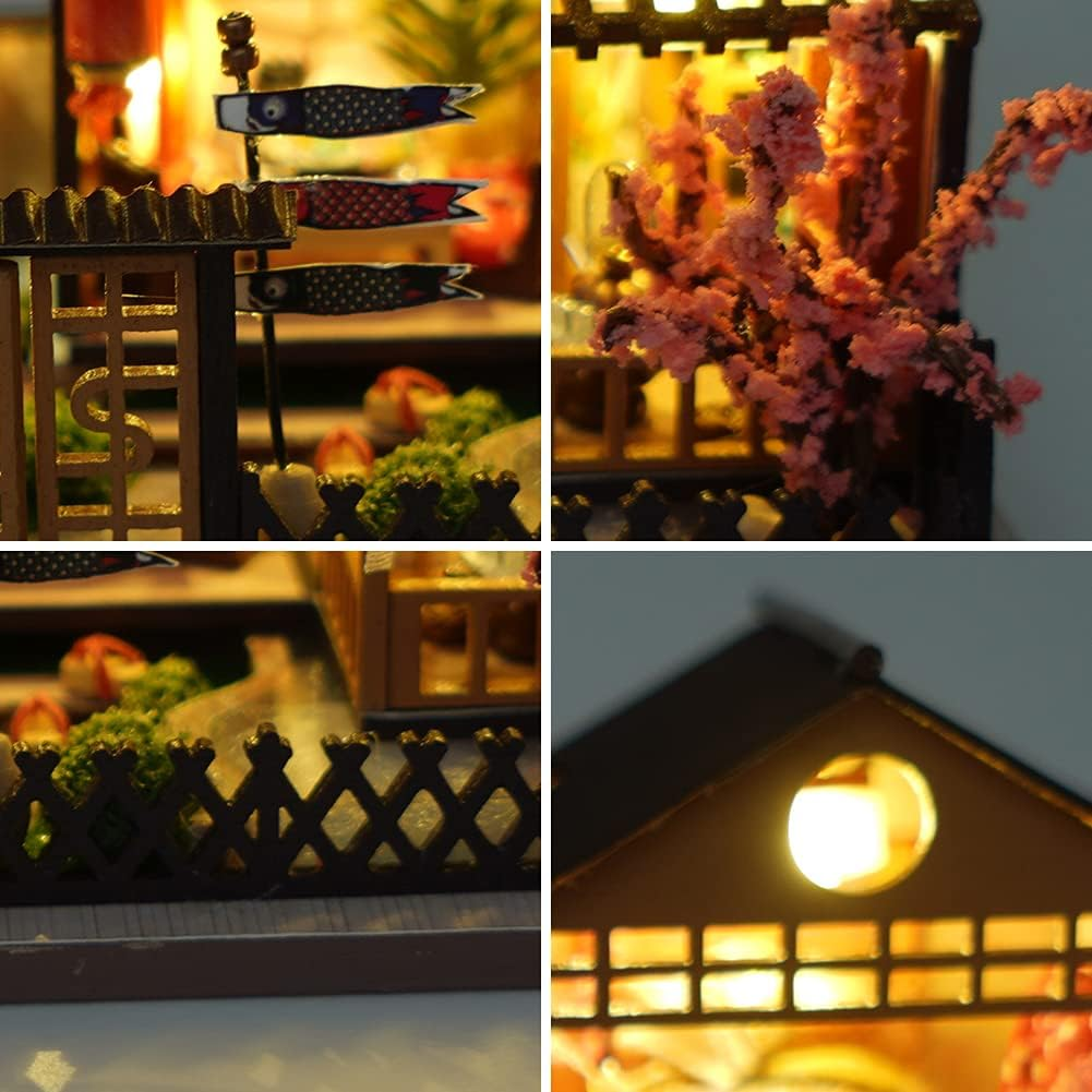 Miniature Wooden Dollhouse Japanese/Seaside/Car House Market DIY Doll House Kit Villa Building 3D Model Creative Gifts for Friend and Parents (Japanese Style Villa) image number 5