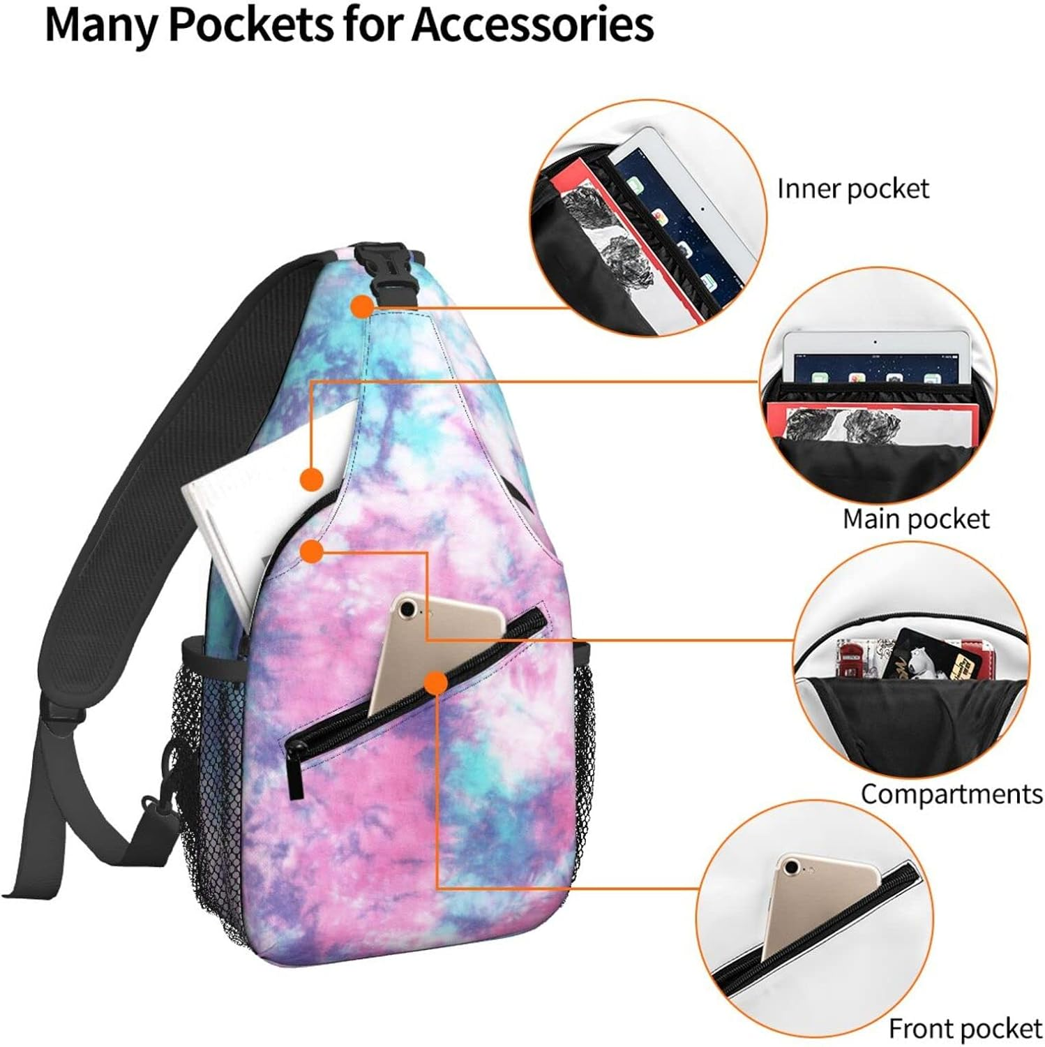 Famame Sling Backpack Chest Bag Crossbody Shoulder Bag Gym Cycling Travel Hiking Daypack for Men Women image number 3