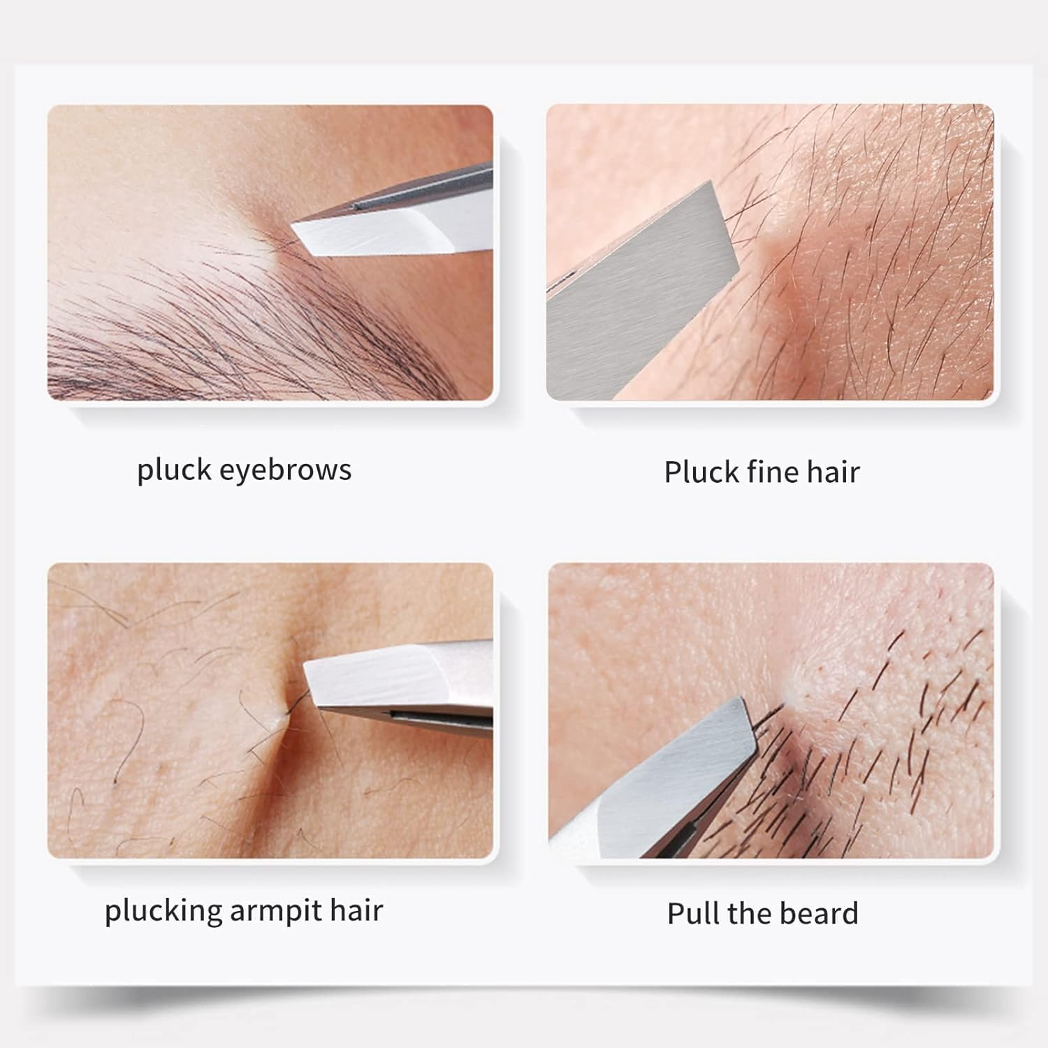 Lexziuo 2PCS Precision Tweezers Set - Professional Slant & Pointed Tweezers for Eyebrows, Facial Hair Removal, Splinter and Ingrown Hair - Stainless Steel Beauty Tools for Women & Men image number 2