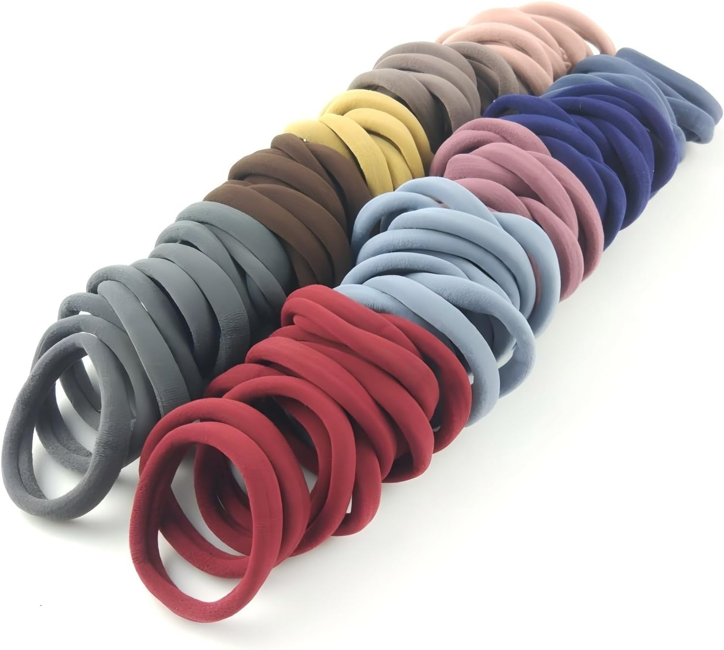 HIGHROCK Elastic Hair Bands, 50Pcs Thick Hair Elastic Ties, Ponytail Holders, 6Mm Hair Ties No Metal Hairbands for Women, Girls (Morandi) image number 4