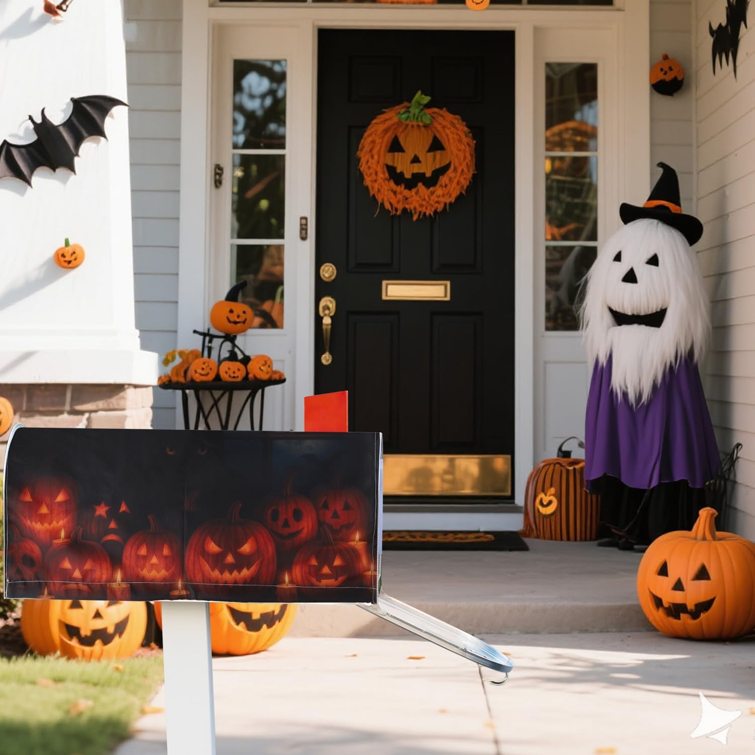 Halloween Magnetic Mailbox Cover, 20.9X18 Inch Black Cat Pumpkin Mailbox Cover Spooky Fall Post Box Wraps for Outdoor Garden Yard Decoration (Black Cat) image number 5