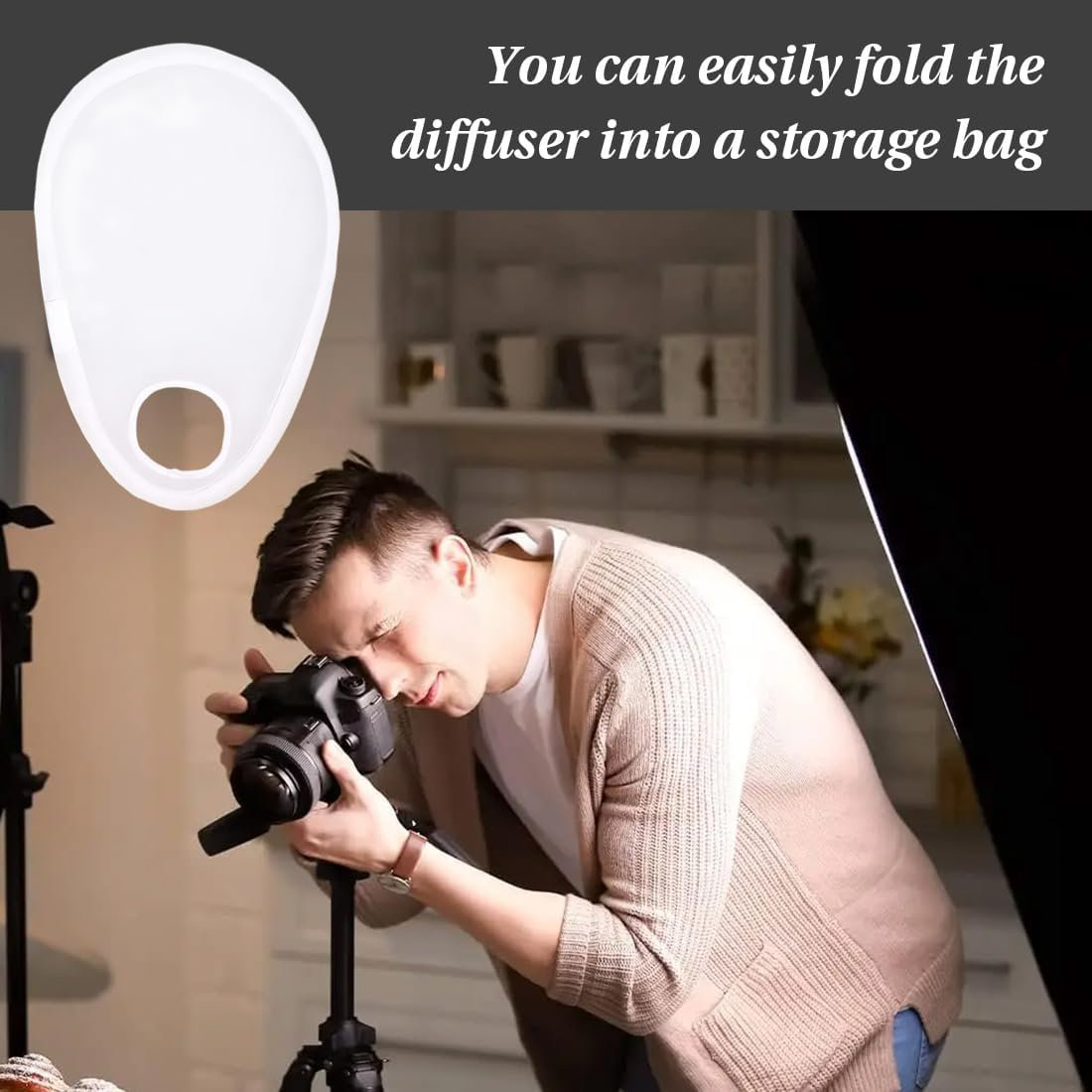GHPKOTW 1 X Portable Flash Diffuser Camera Flash Diffuser Foldable Flash Diffuser Reflector Kit Camera Light Reflector for DSLR Camera Lenses image number 1