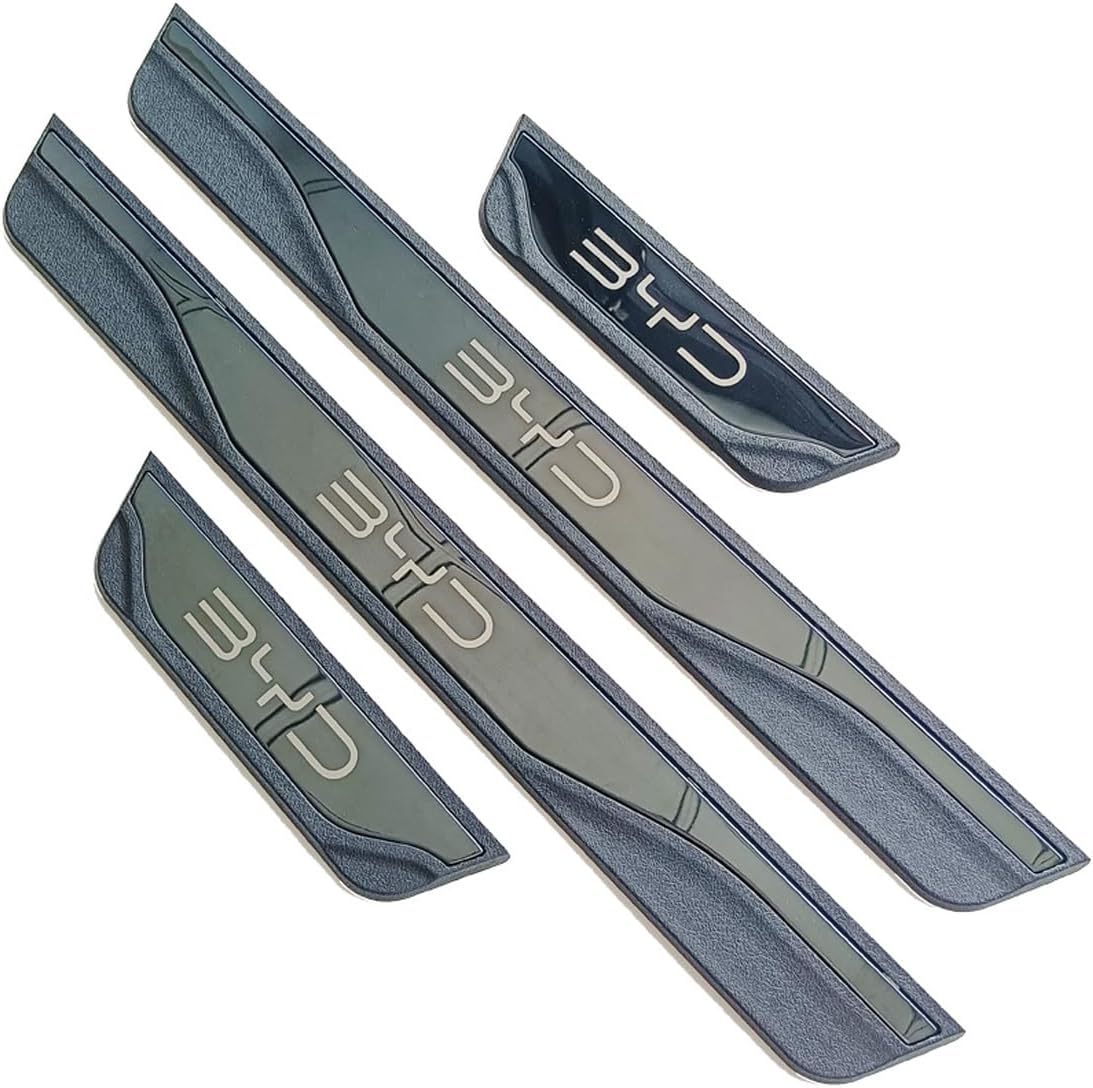 For BYD Shark 6 Sealion 6 2025 Stainless Door Sill Protector Kick Plate Entry Guard Kit Interior Accessory (BYD Black Chrome)