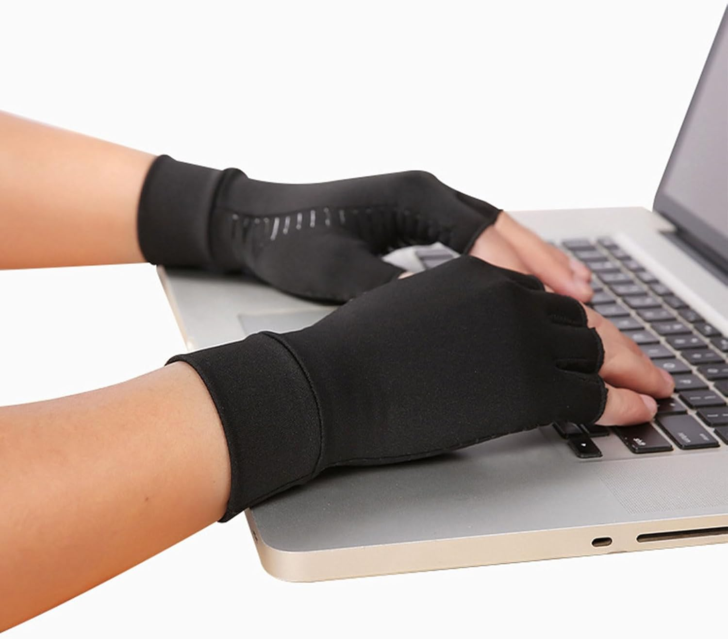 Xolixorium Copper Compression Gloves for Arthritis Pain Relief & Carpal Tunnel Support, Open Finger Design with High Copper Content, RSI Computer Typing Gloves, Size L - 1 Pair image number 5