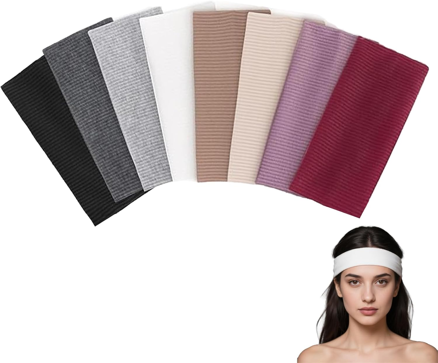Zcbzbn 8 Pieces Women'S Headbands, Non-Slip Sports Headbands, Elastic Hair Bands, Knitted Women'S Hair Elastics, Fashion Hair Accessories, Yoga Running Fitness Helmet Bands image number 2