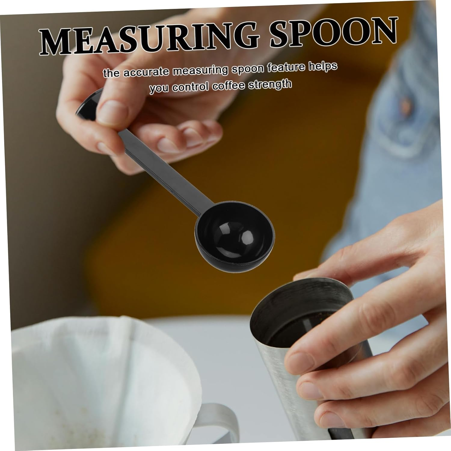 KICHOUSE Coffee Scoop and Tamper 2-In-1 Plastic Espresso Coffee Bean Measuring Spoon for Ground and Loose Tea Black Accessories for Home and Bar Use image number 4