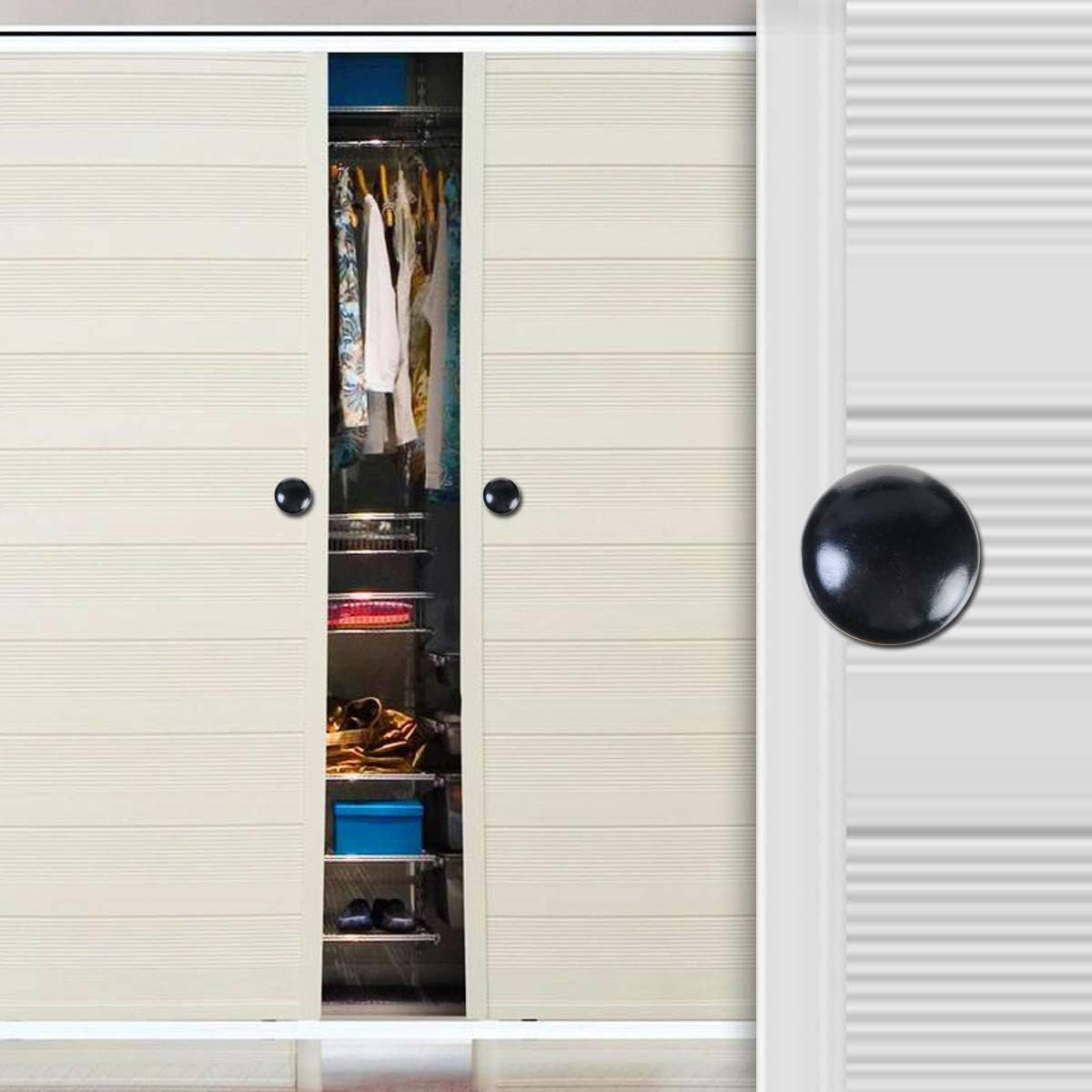 12Pcs Black Wood Knobs, Mushroom Shape Cabinet Knobs Vintage Drawer Knobs, Natural Wooden Cabinet Hardware for Furniture Drawer Dresser Wardrobe image number 3