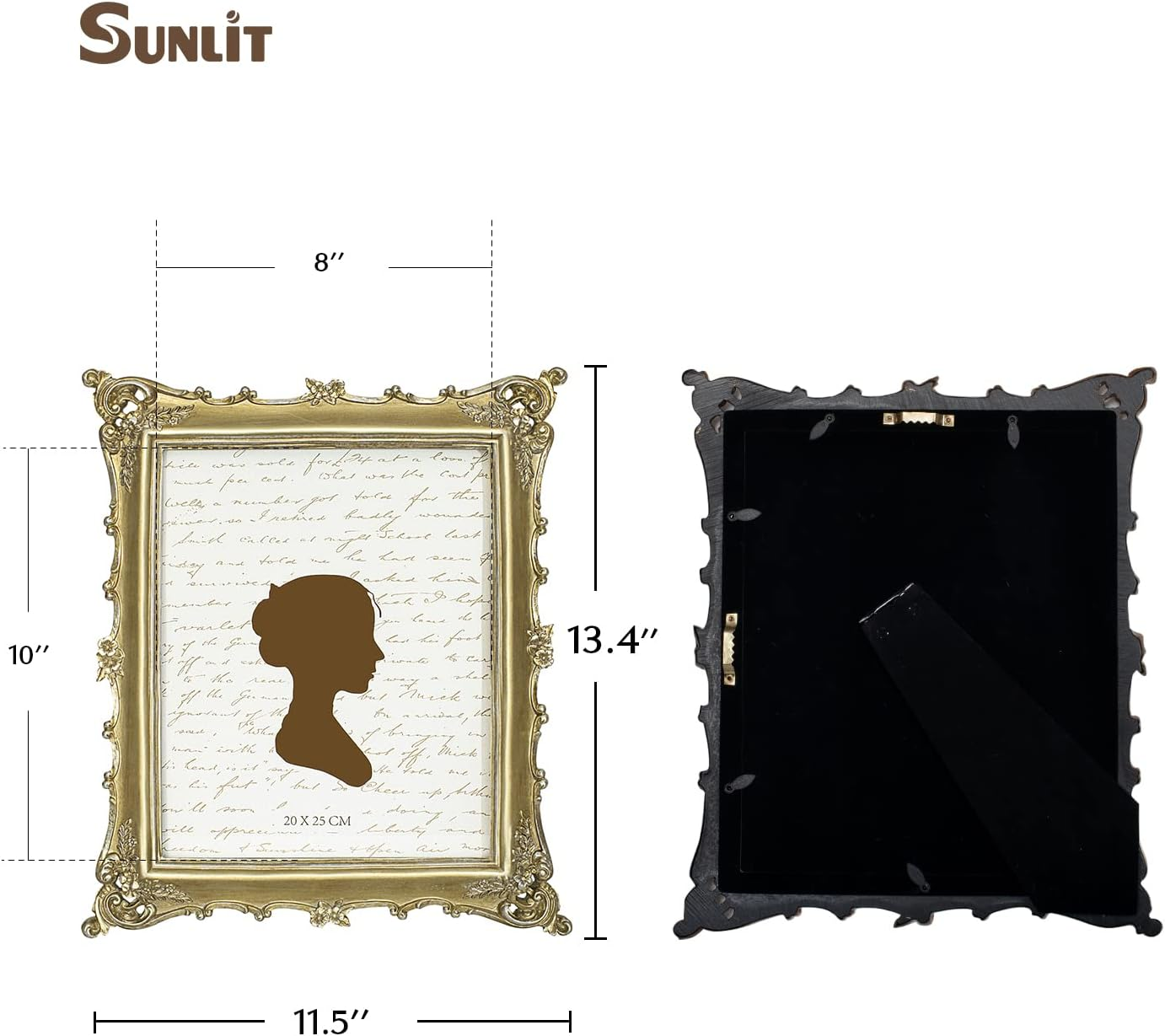 Sunlit Vintage Picture Frame 8X10 Inch, Luxury Antique Photo Frames with Glass Front, Photo Display, Tabletop Wall Hanging, Gift Ideas, Gold image number 1