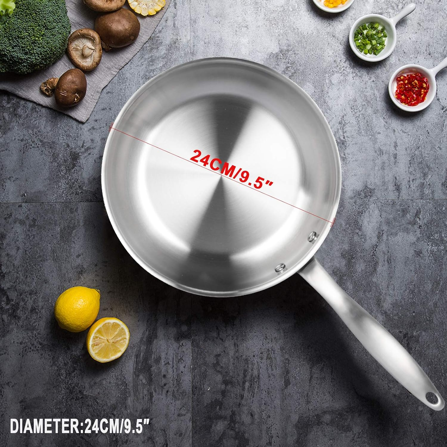 Duxtop Professional Stainless Steel Fry Pan, Induction Ready Cookware with Impact-Bonded Technology, 9.5 Inches