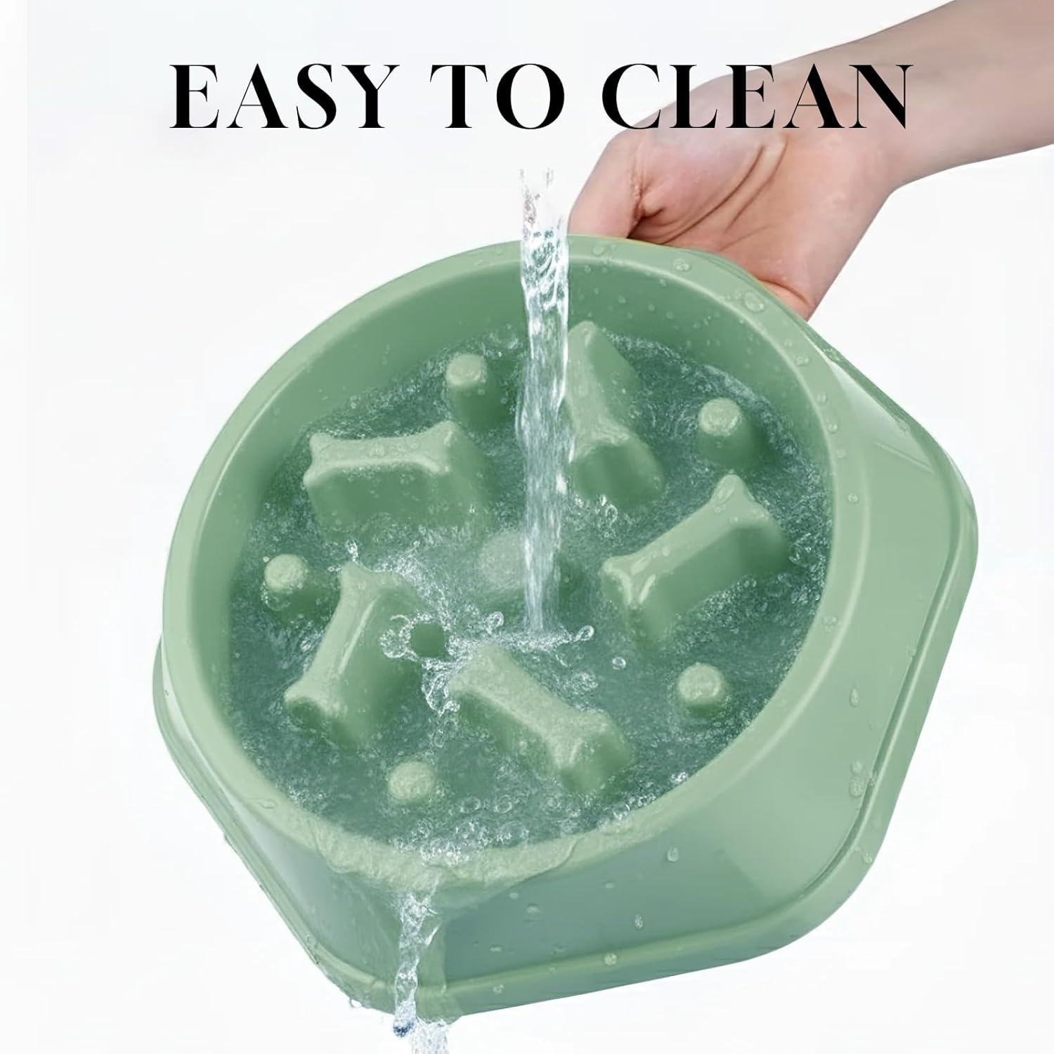 Large Slow Feeder Dog Bowl, Anti-Gulping Puzzle Bowl with Non-Slip Base, Designed to Reduce Bloating and Overeating for Medium and Large Dogs, Durable PP Material, Light Green image number 4