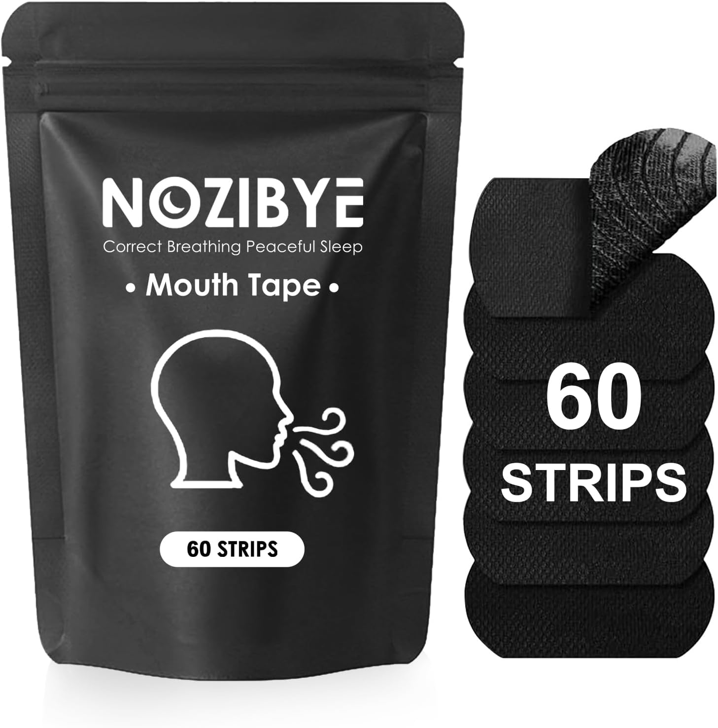 Nozibye Mouth Tape, anti Snoring Mouth Tape for Sleeping - 60 Sleep Tape (Black)