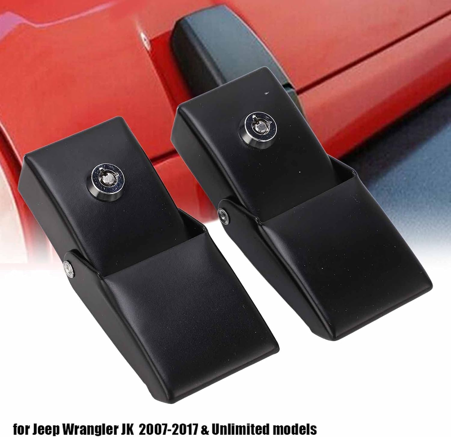 Metal Locking Hood Lock Catch Latches Kit Sturdy Hood Lock Key Car Security for Jeep Wrangler JK 2007‑2017 image number 1