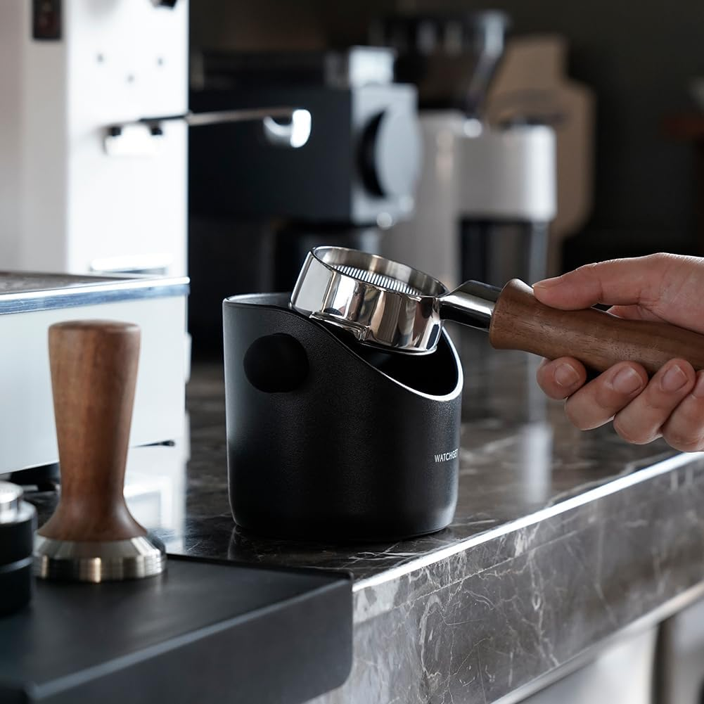 Espresso Knock Box,Watchget Coffee Knock Box with Durable Knock Bar Space-Saving Coffee Ground Bin Non-Slip Base, Small Espresso Dump Bin image number 5