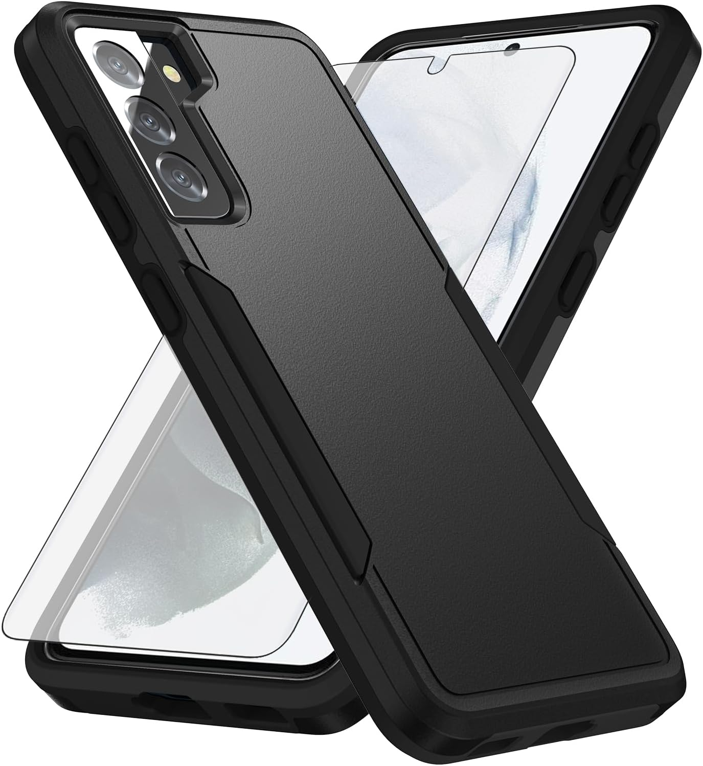 Asuwish Phone Case for Samsung Galaxy S21 5G 6.2 Inch with Tempered Glass Screen Protector Cover and Slim Thin Hybrid Full Body Protective Dual Layer Back Cell Accessories S 21 21S G5 Women Men Blue