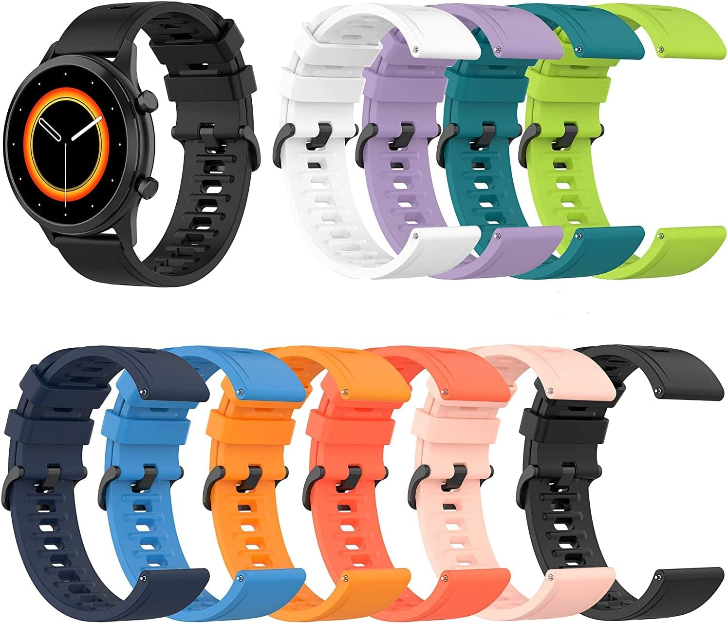 Fitturn Soft Colorful Silicone Watch Band Straps Compatible with Garmin Venu Sq Watch Replacement Quick Release Watch Bands Sport Strap Compatible with Garmin Venu Sq Smartwatch
