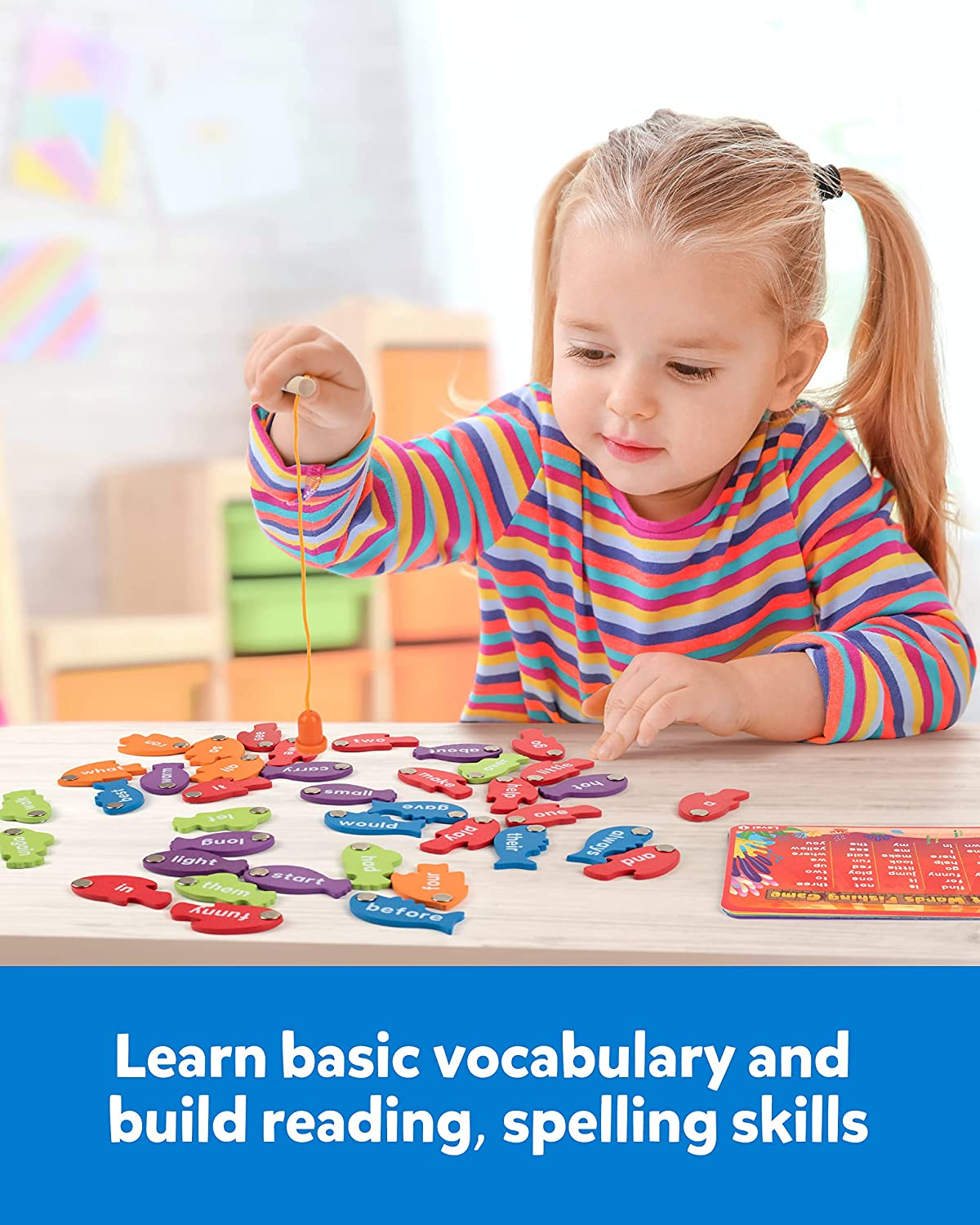 Coogam Wooden Magnetic Fishing Sight Words Game Learning Dolch Word Flashcards Montessori Educational Toy for Preschool 3 4 5 Year Old Kids image number 6