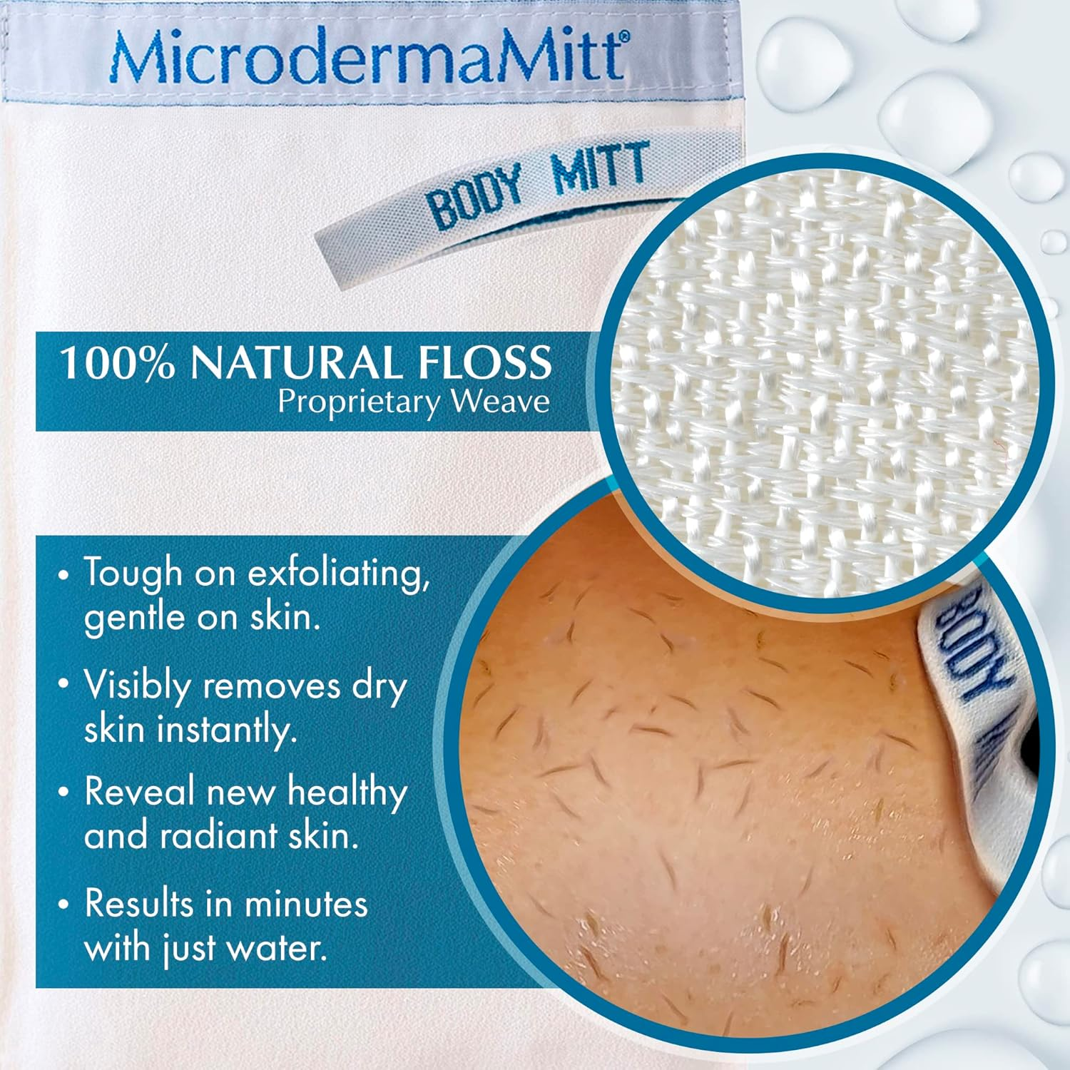 Microdermamitt Deep Exfoliating Mitt for Shower - Premium Dead Skin Remover & Exfoliator Body Scrubber - Turkish Kese Glove for Keratosis Pilaris - Natural Skin Care for Smooth, Radiant Results