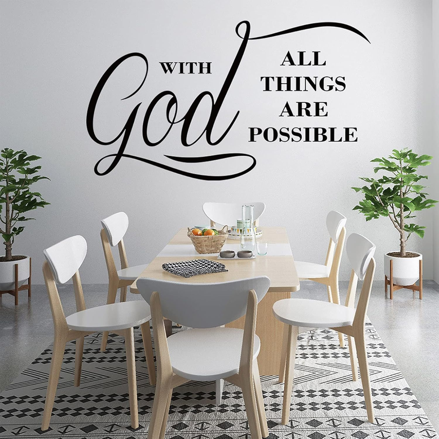 INCAUCA with God All Things Are Possible Religious Vinyl Wall Decals, Vinyl Wall Stickers Wall Decal Motivation Lettering Saying Wall Art, Inspirational Quote Wall Art Stickers (Black)