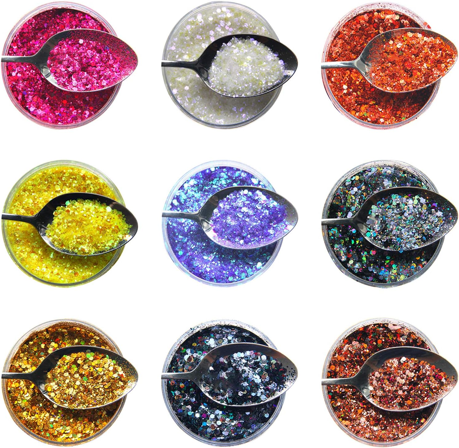 9 Packs Colorful Quicksand Particle Makeup Nail Art Nail Powders for Party Make up Christmas Cosmetics image number 6